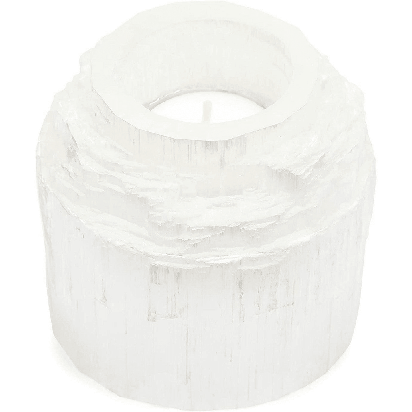Selenite Crystal Tea Light Holder For Healing And Chakra Balance