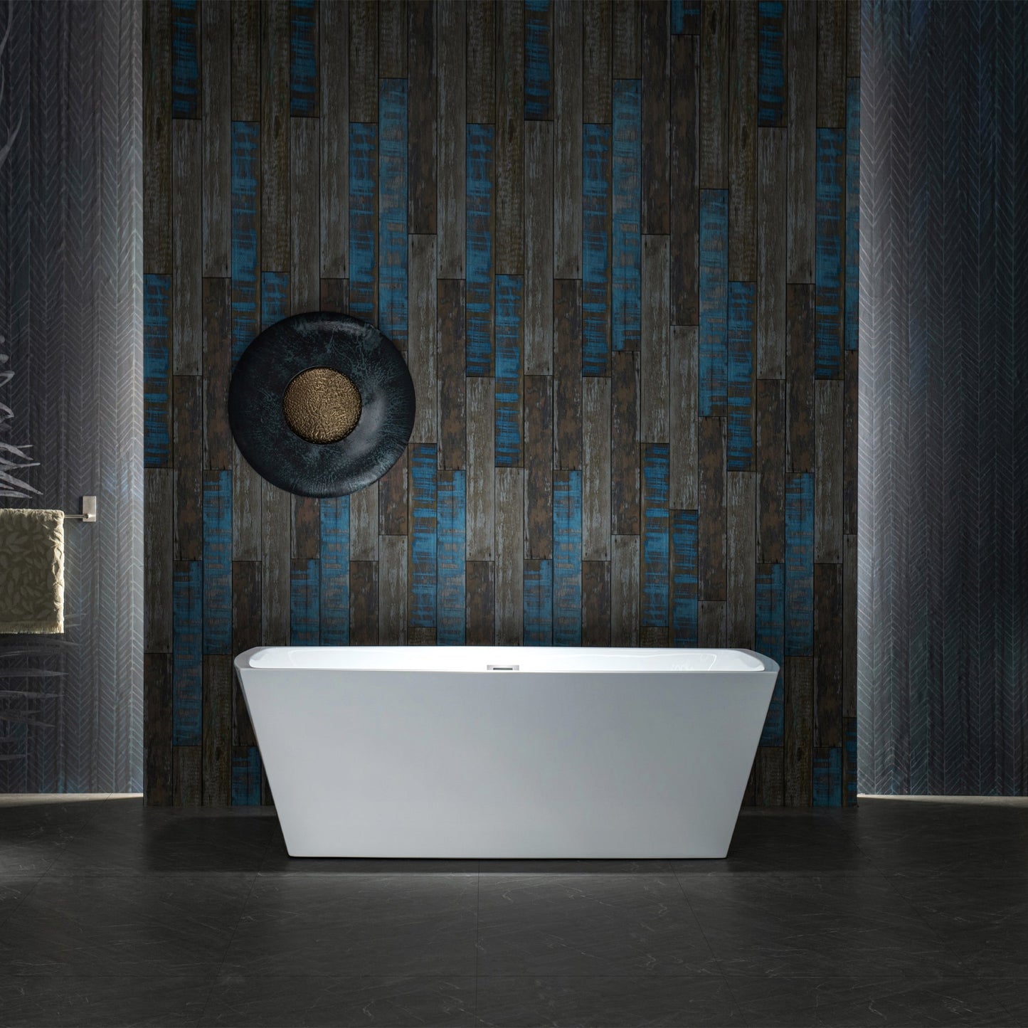 WOODBRIDGE 59" Acrylic Freestanding Double Ended Contemporary Soaking Tub