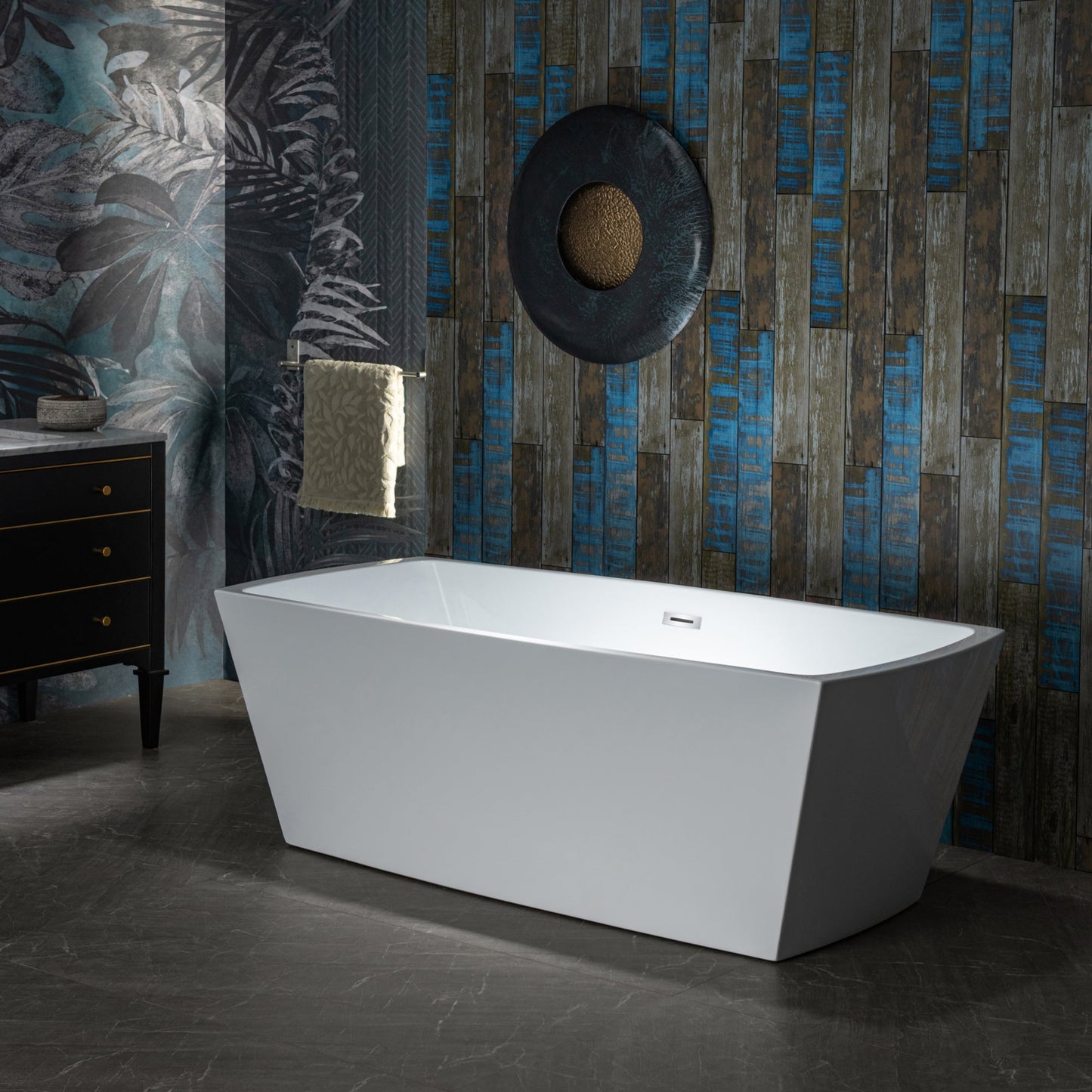 WOODBRIDGE 59" Acrylic Freestanding Double Ended Contemporary Soaking Tub