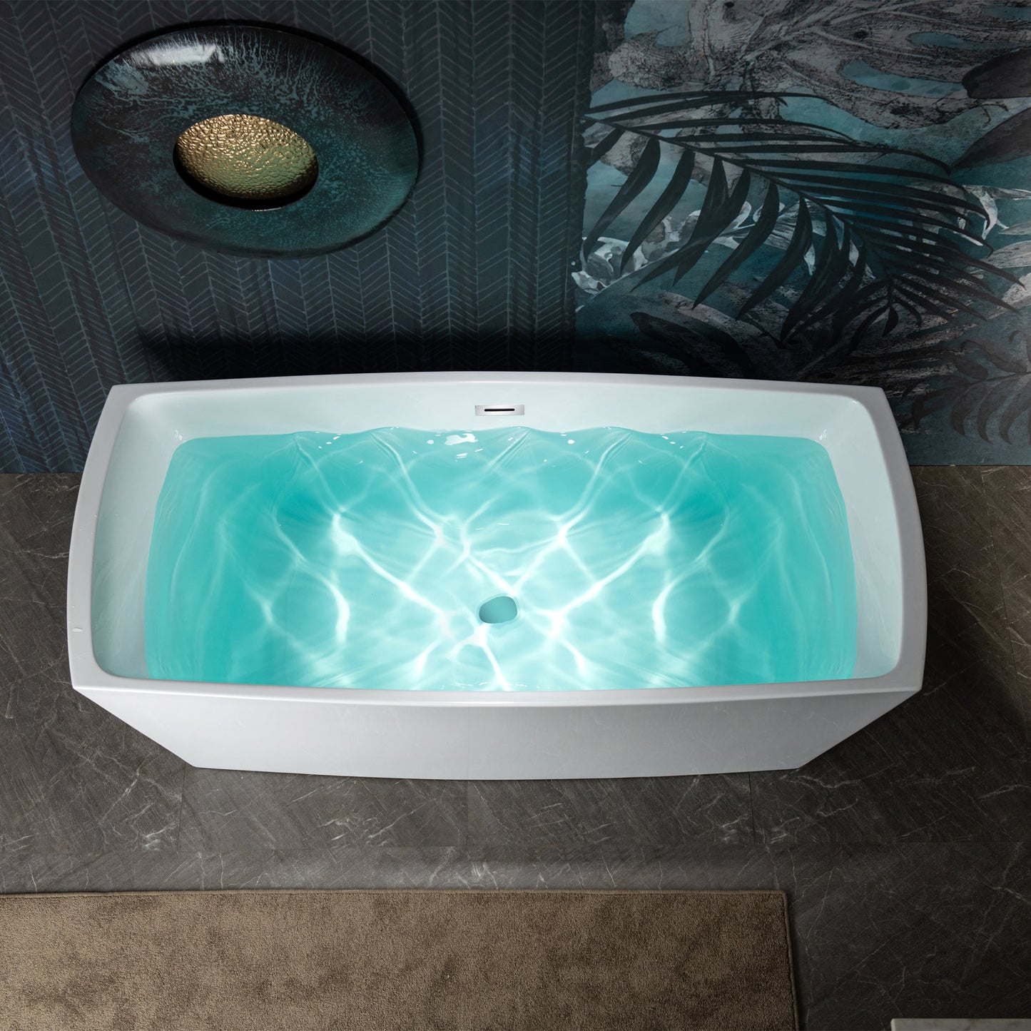 WOODBRIDGE 59" Acrylic Freestanding Double Ended Contemporary Soaking Tub