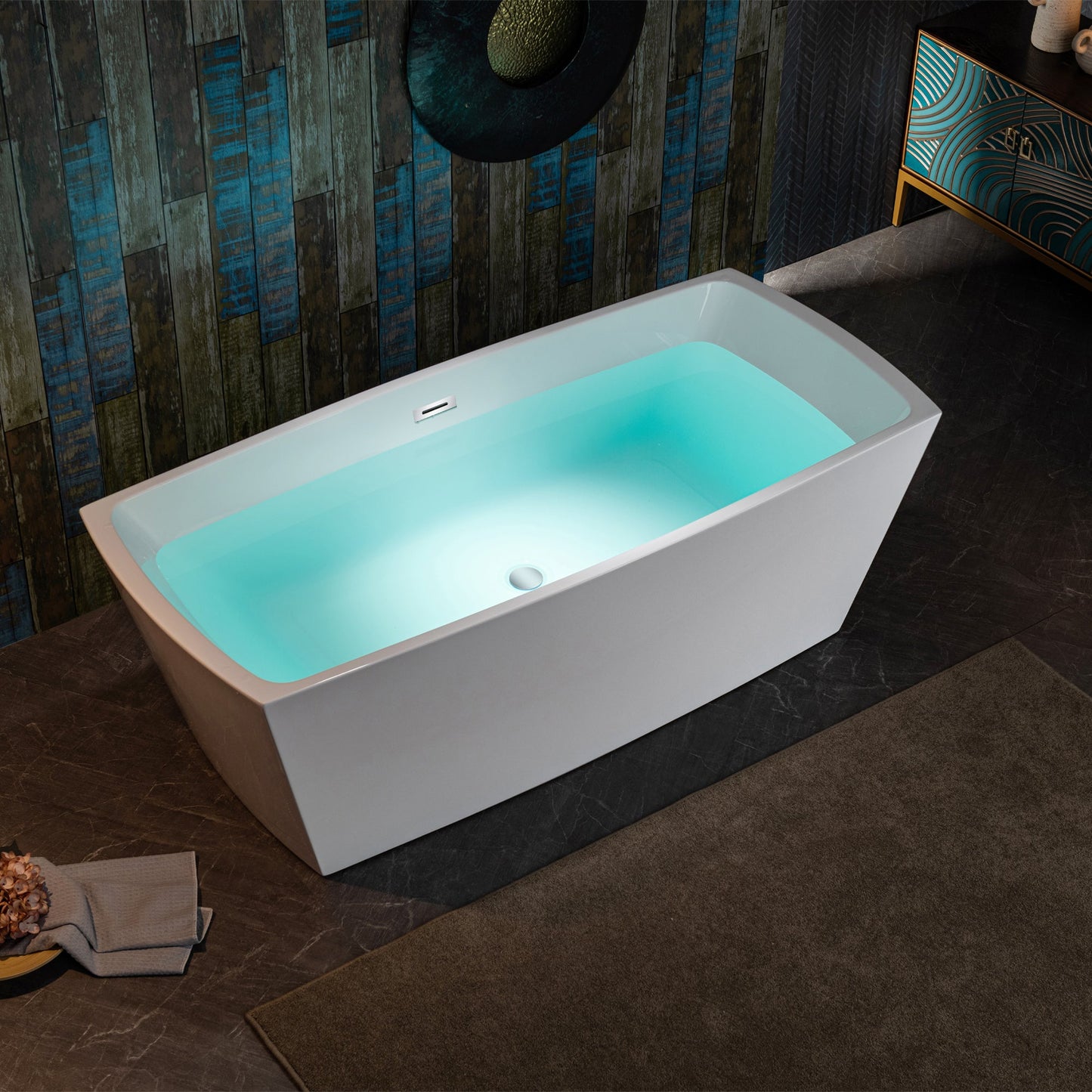 WOODBRIDGE 59" Acrylic Freestanding Double Ended Contemporary Soaking Tub