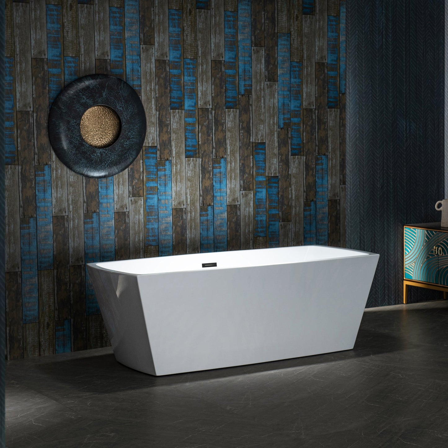 WOODBRIDGE 59" Acrylic Freestanding Double Ended Contemporary Soaking Tub