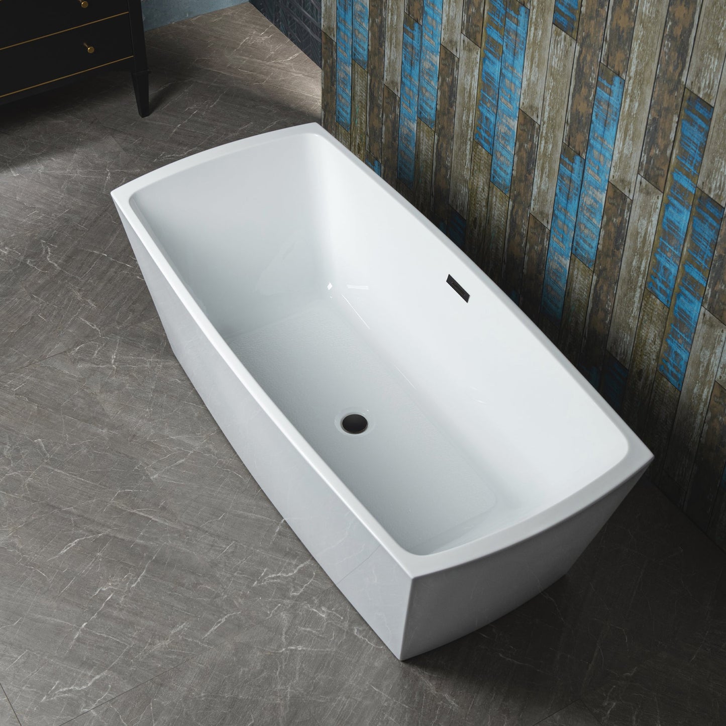 WOODBRIDGE 59" Acrylic Freestanding Double Ended Contemporary Soaking Tub