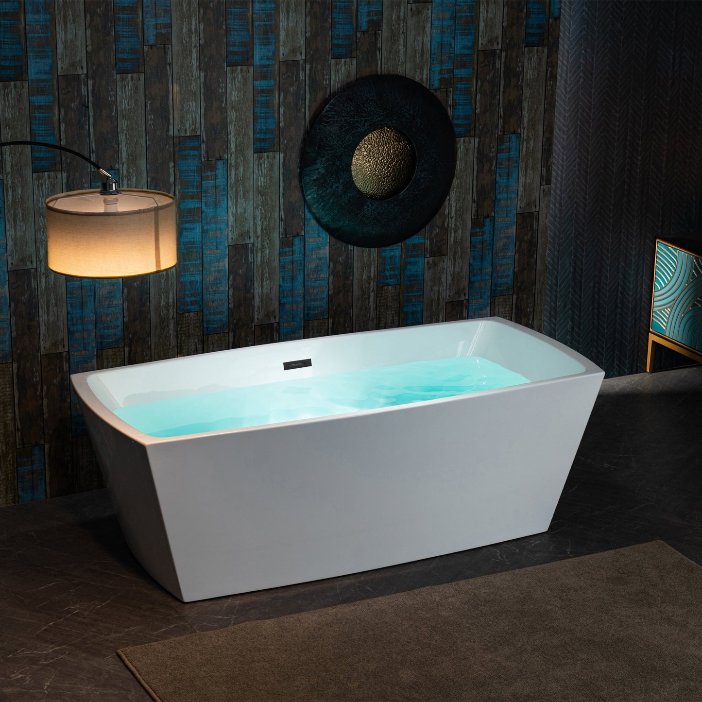 WOODBRIDGE 59" Acrylic Freestanding Double Ended Contemporary Soaking Tub