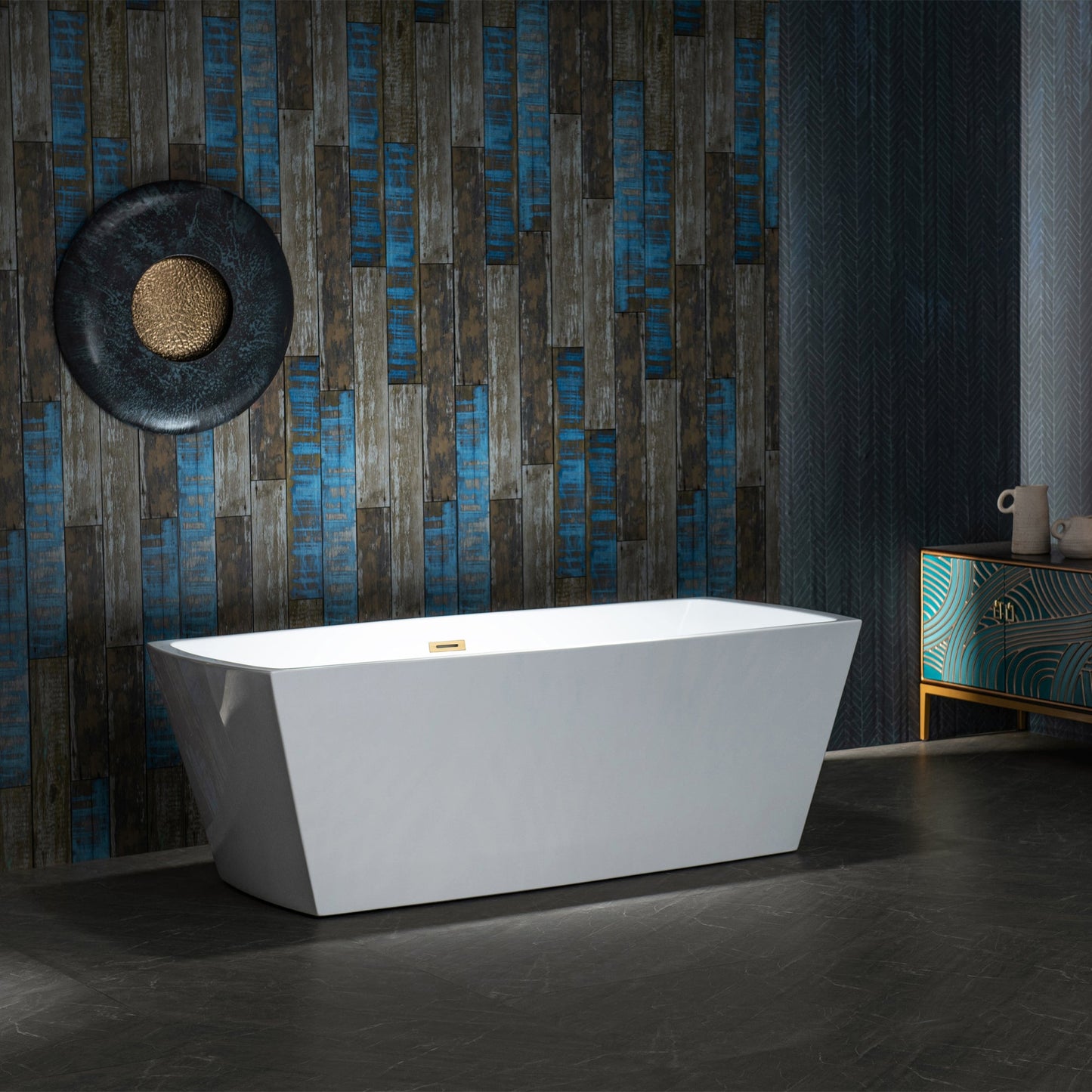 WOODBRIDGE 59" Acrylic Freestanding Double Ended Contemporary Soaking Tub