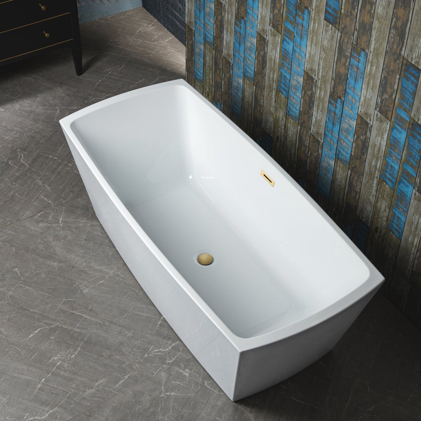 WOODBRIDGE 59" Acrylic Freestanding Double Ended Contemporary Soaking Tub