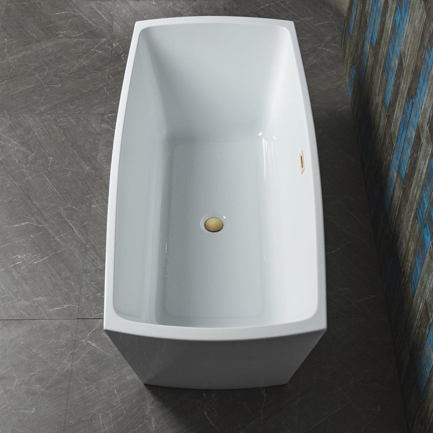 WOODBRIDGE 59" Acrylic Freestanding Double Ended Contemporary Soaking Tub