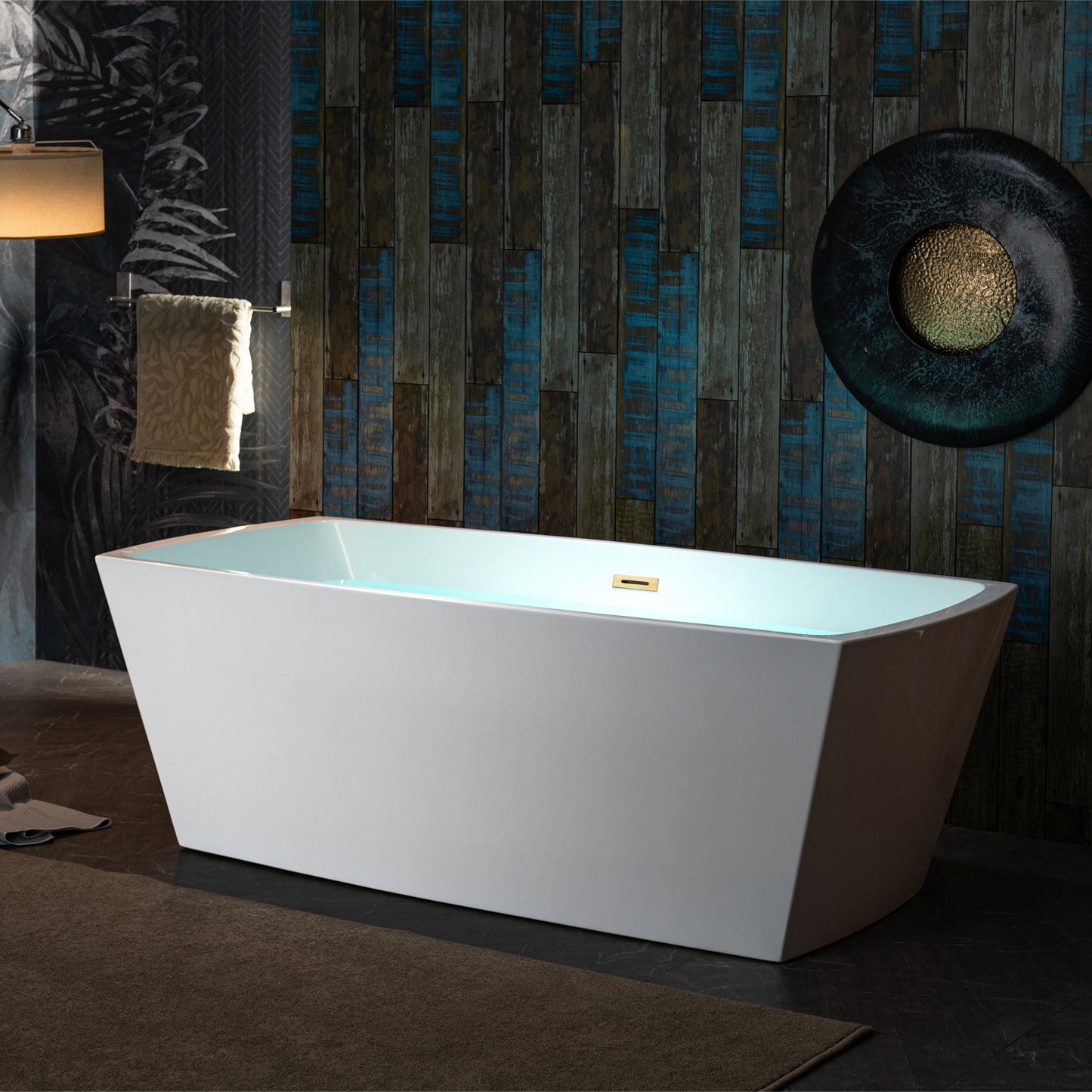 WOODBRIDGE 59" Acrylic Freestanding Double Ended Contemporary Soaking Tub
