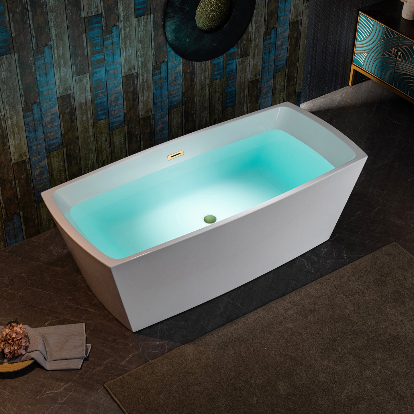 WOODBRIDGE 59" Acrylic Freestanding Double Ended Contemporary Soaking Tub
