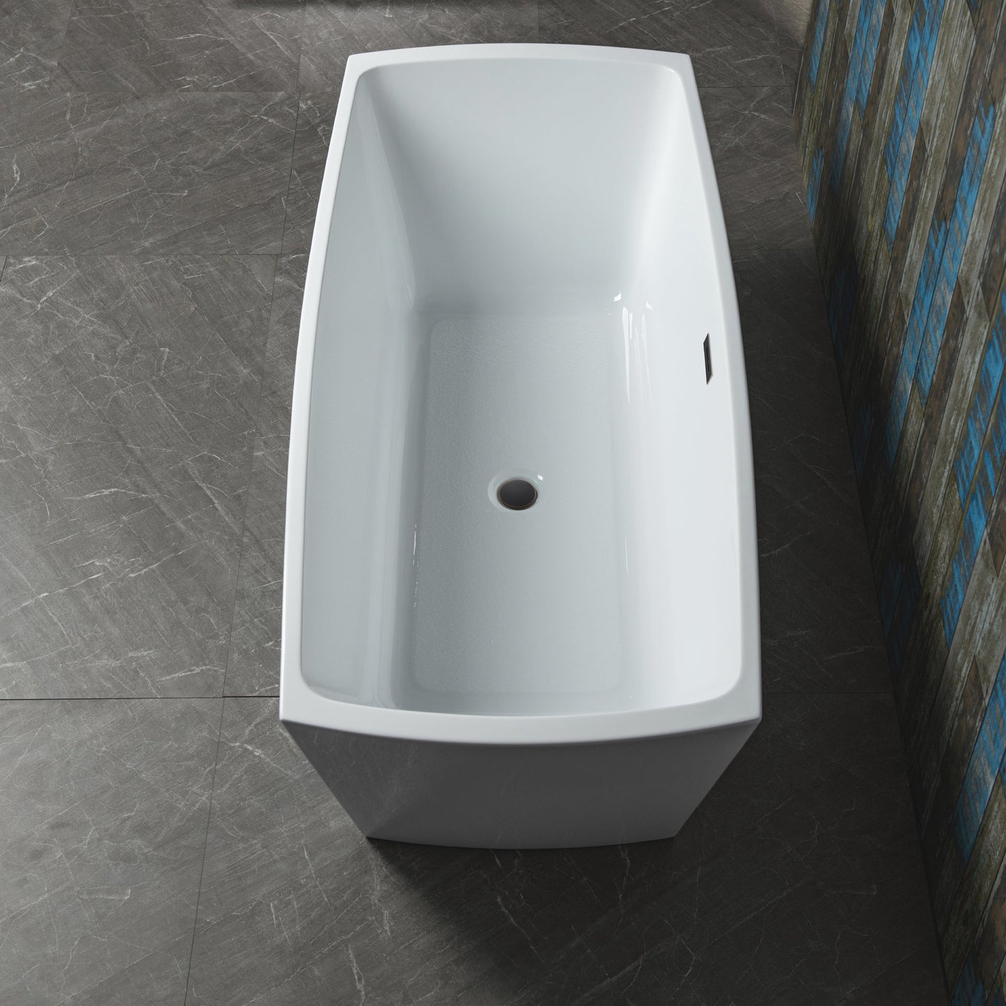WOODBRIDGE 59" Acrylic Freestanding Double Ended Contemporary Soaking Tub