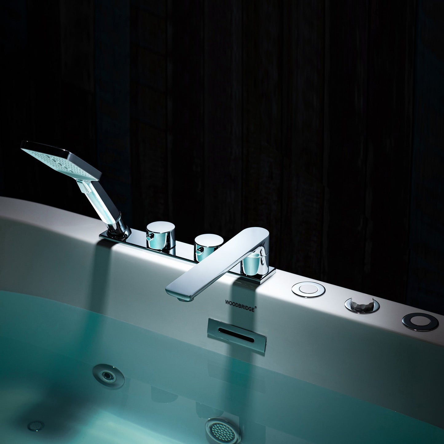 WOODBRIDGE 66-1/2" x 31-7/8" Whirlpool Water Jetted and Air Bubble Freestanding Heated Soaking Combination Bathtub with Tub Filler