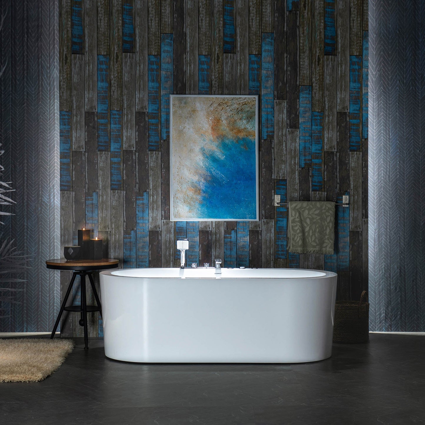 WOODBRIDGE 66-1/2" x 31-7/8" Whirlpool Water Jetted and Air Bubble Freestanding Heated Soaking Combination Bathtub with Tub Filler