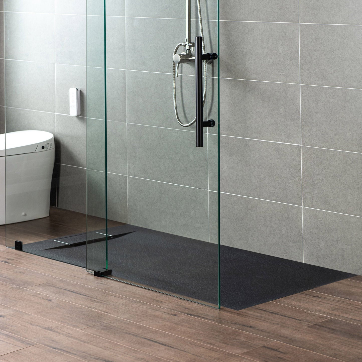 WOODBRIDGE 60 in L x 35.4 in W Zero Threshold End Drain Shower Base with Reversible Drain Placement, Matching Decorative Drain Plate and Tile Flange, Wheel Chair Access, Low Profile