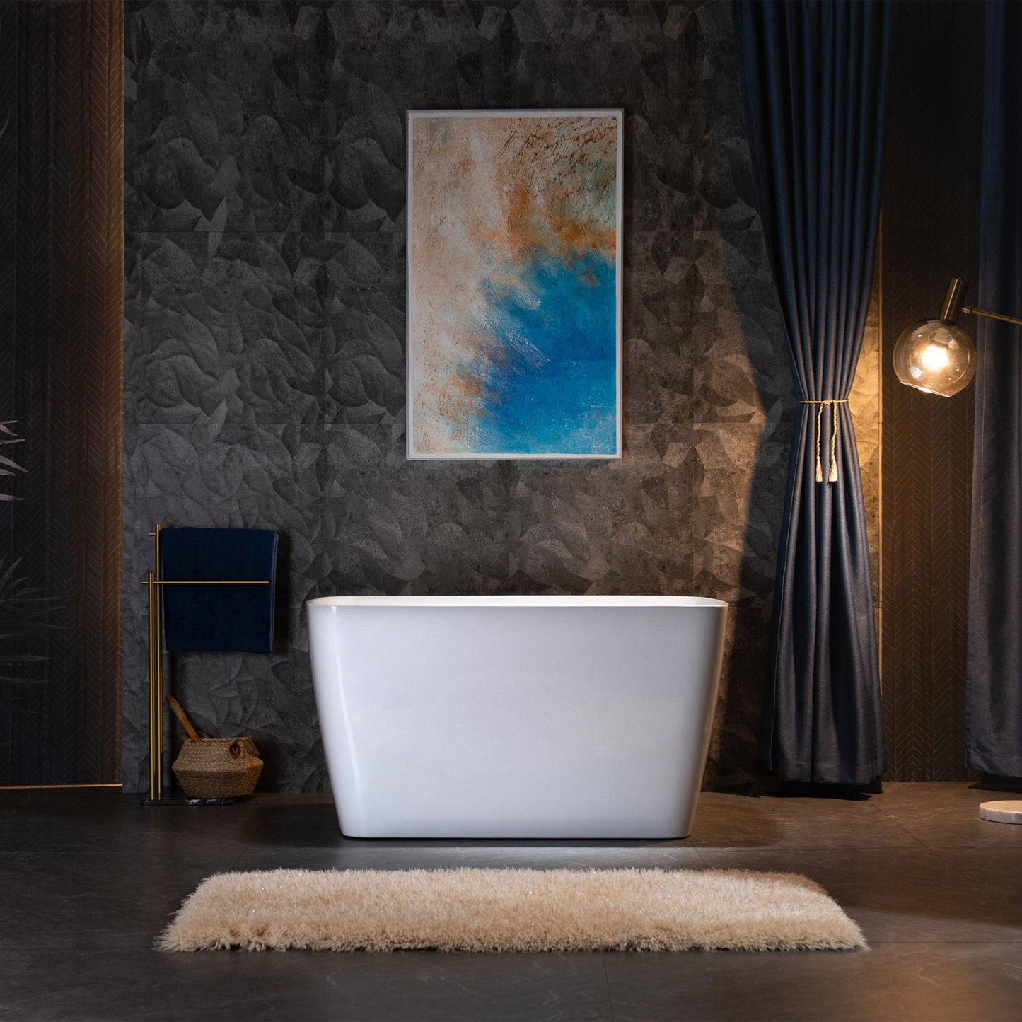 WOODBRIDGE 48" Acrylic Freestanding Square Contemporary Soaking Tub with Pre-molded Seat