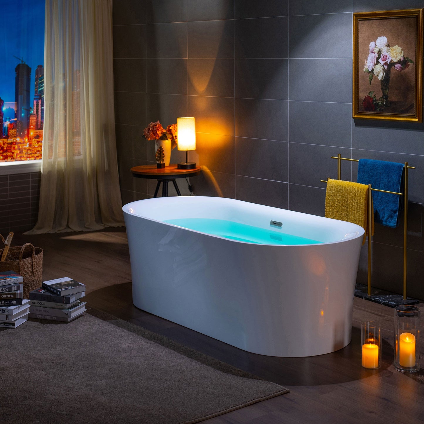 WOODBRIDGE 67" Acrylic Freestanding Bathtub Contemporary Soaking Tub