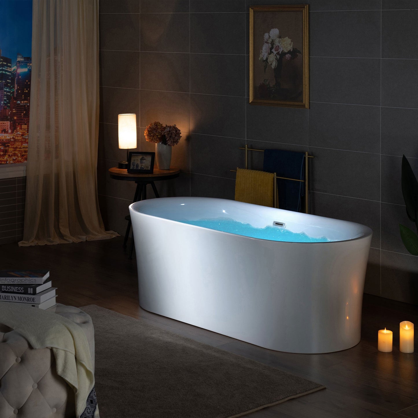 WOODBRIDGE 67" Acrylic Freestanding Bathtub Contemporary Soaking Tub