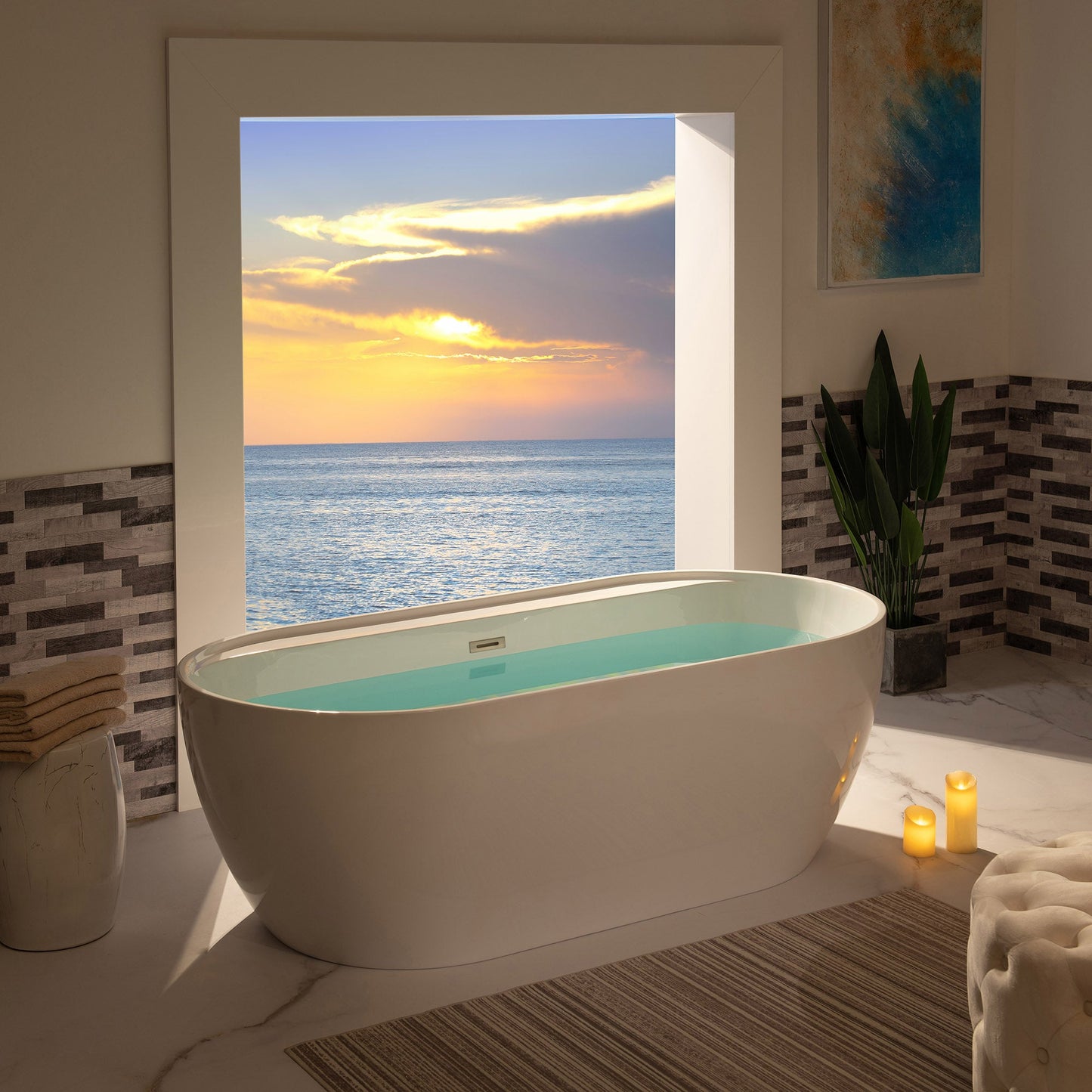 WOODBRIDGE 72" Acrylic Freestanding Bathtub Contemporary Soaking White Tub