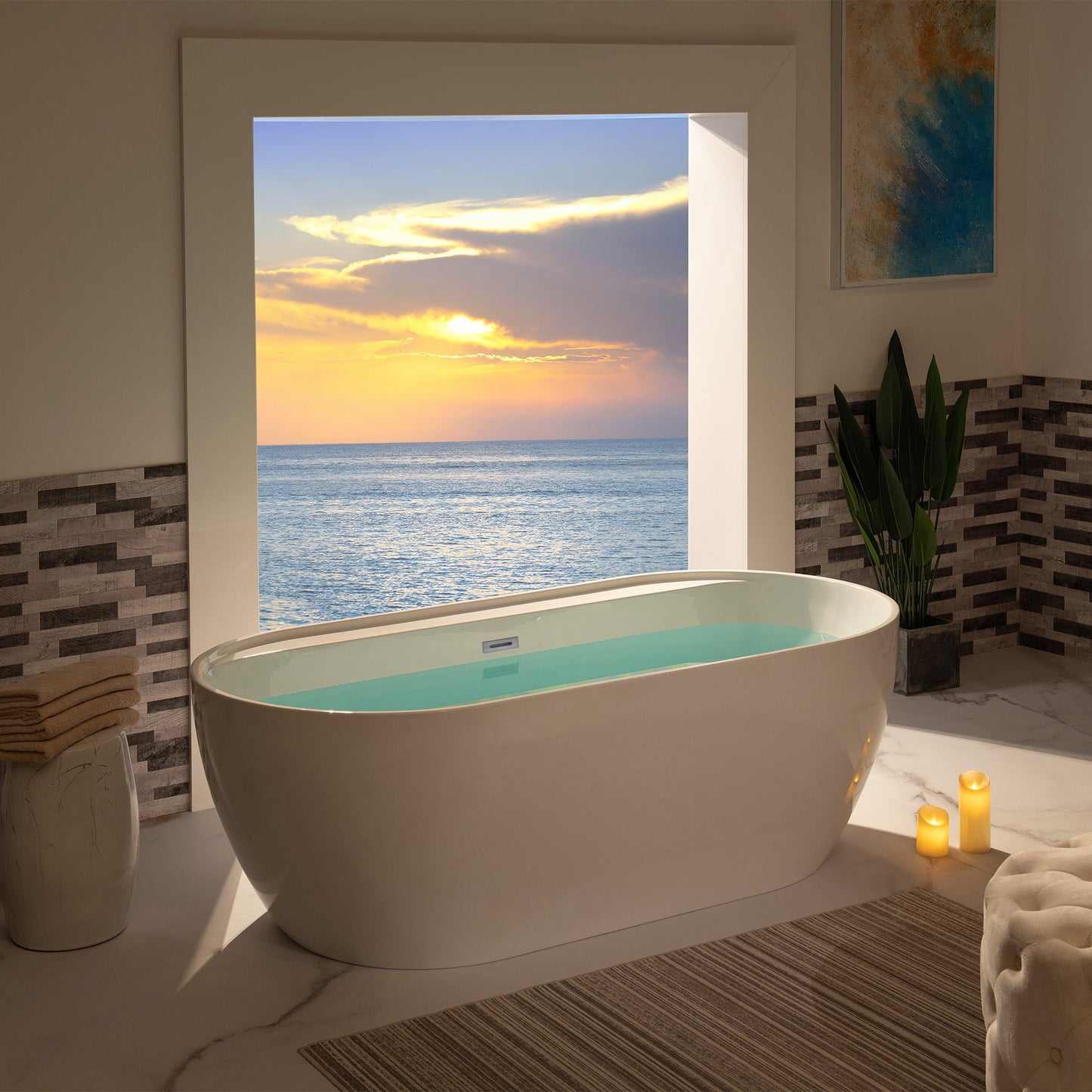 WOODBRIDGE 72" Acrylic Freestanding Bathtub Contemporary Soaking White Tub