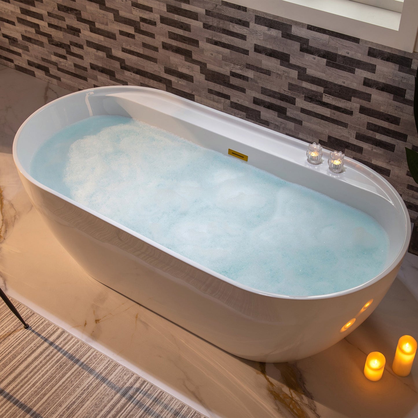 WOODBRIDGE 72" Acrylic Freestanding Bathtub Contemporary Soaking White Tub