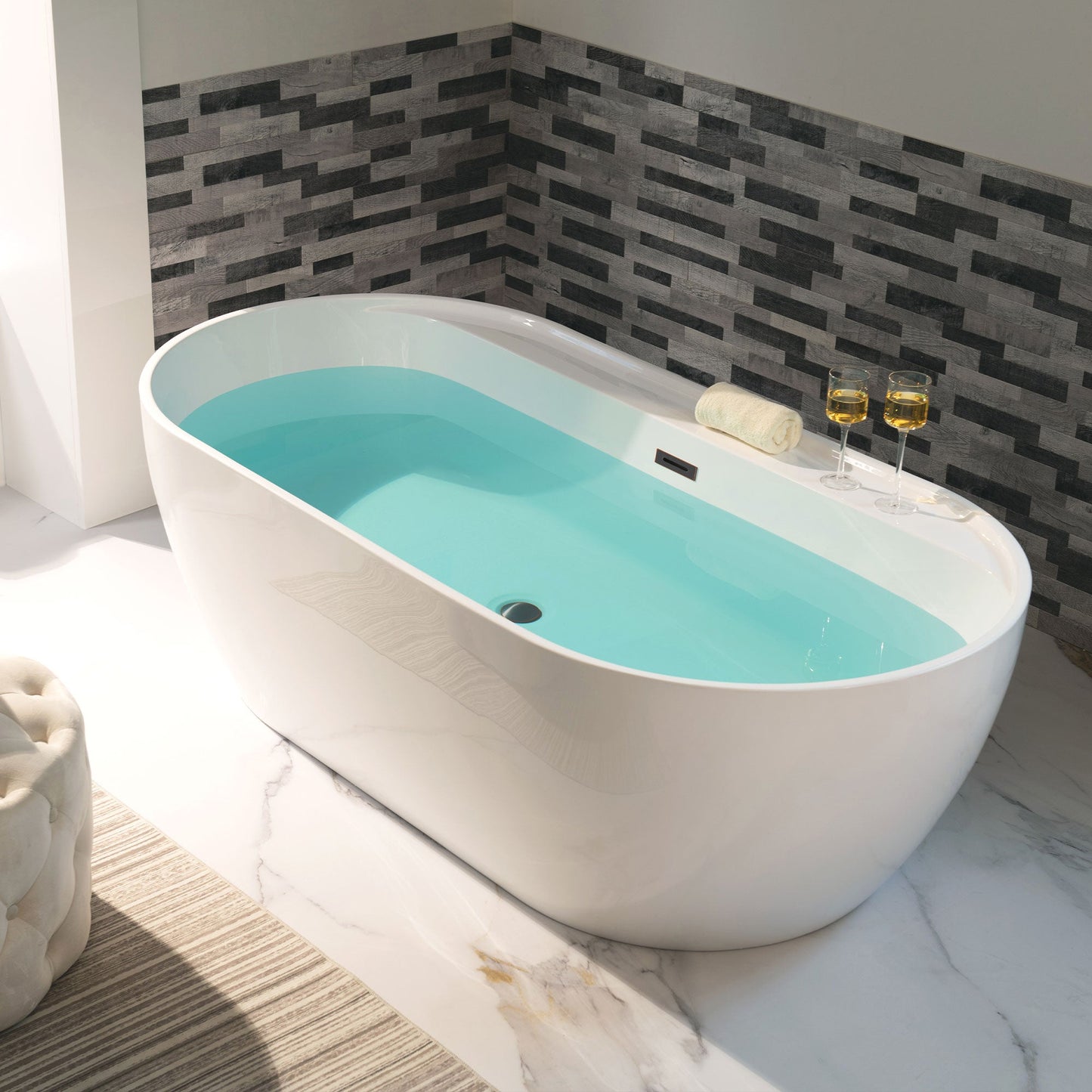 WOODBRIDGE 72" Acrylic Freestanding Bathtub Contemporary Soaking White Tub