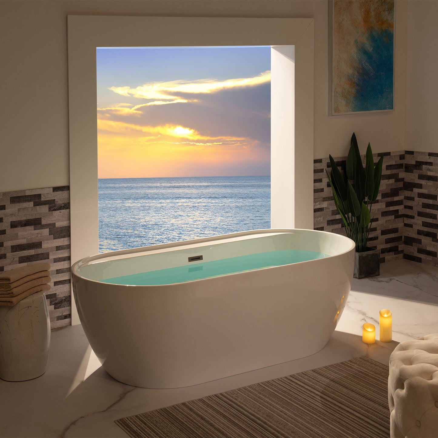 WOODBRIDGE 72" Acrylic Freestanding Bathtub Contemporary Soaking White Tub