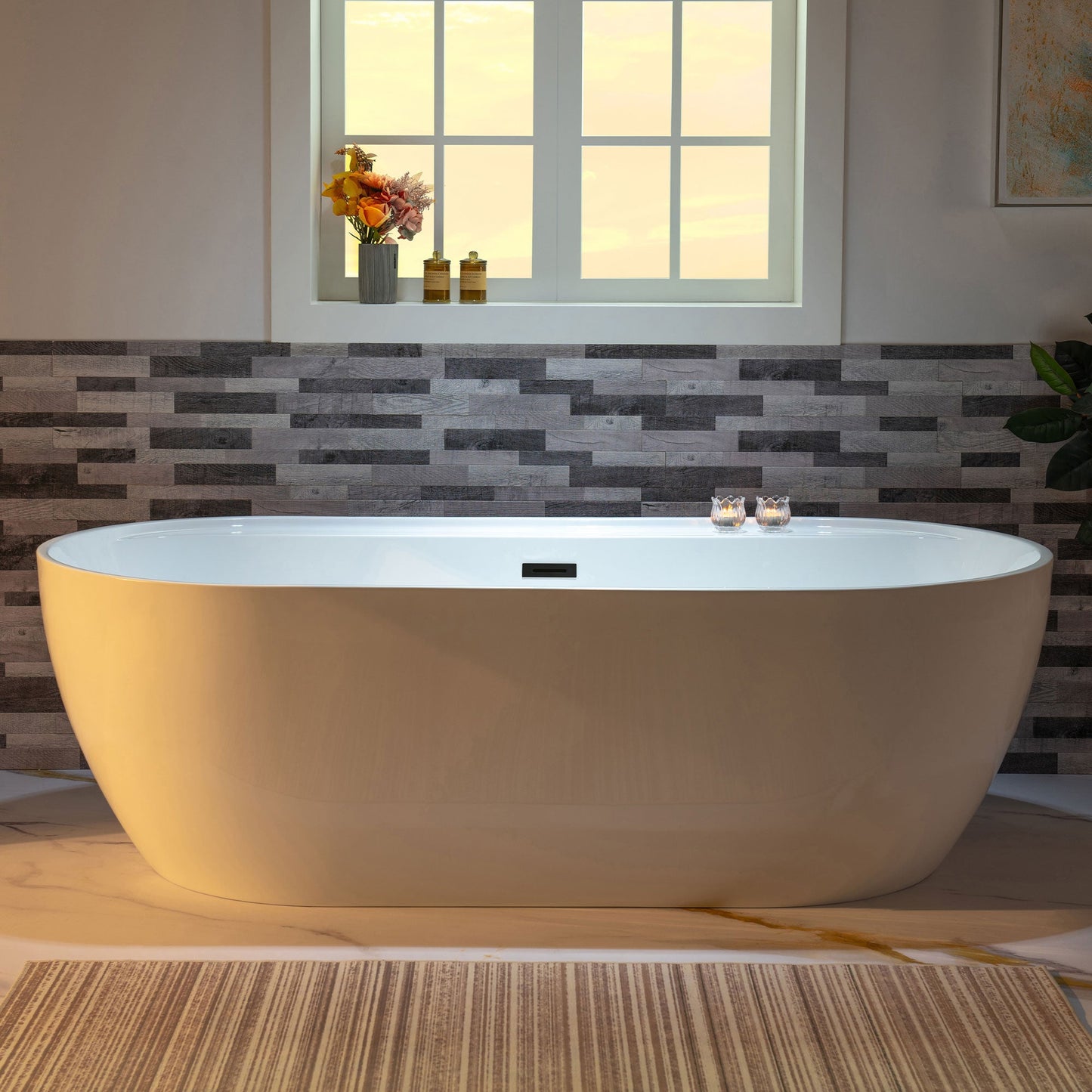 WOODBRIDGE 72" Acrylic Freestanding Bathtub Contemporary Soaking White Tub
