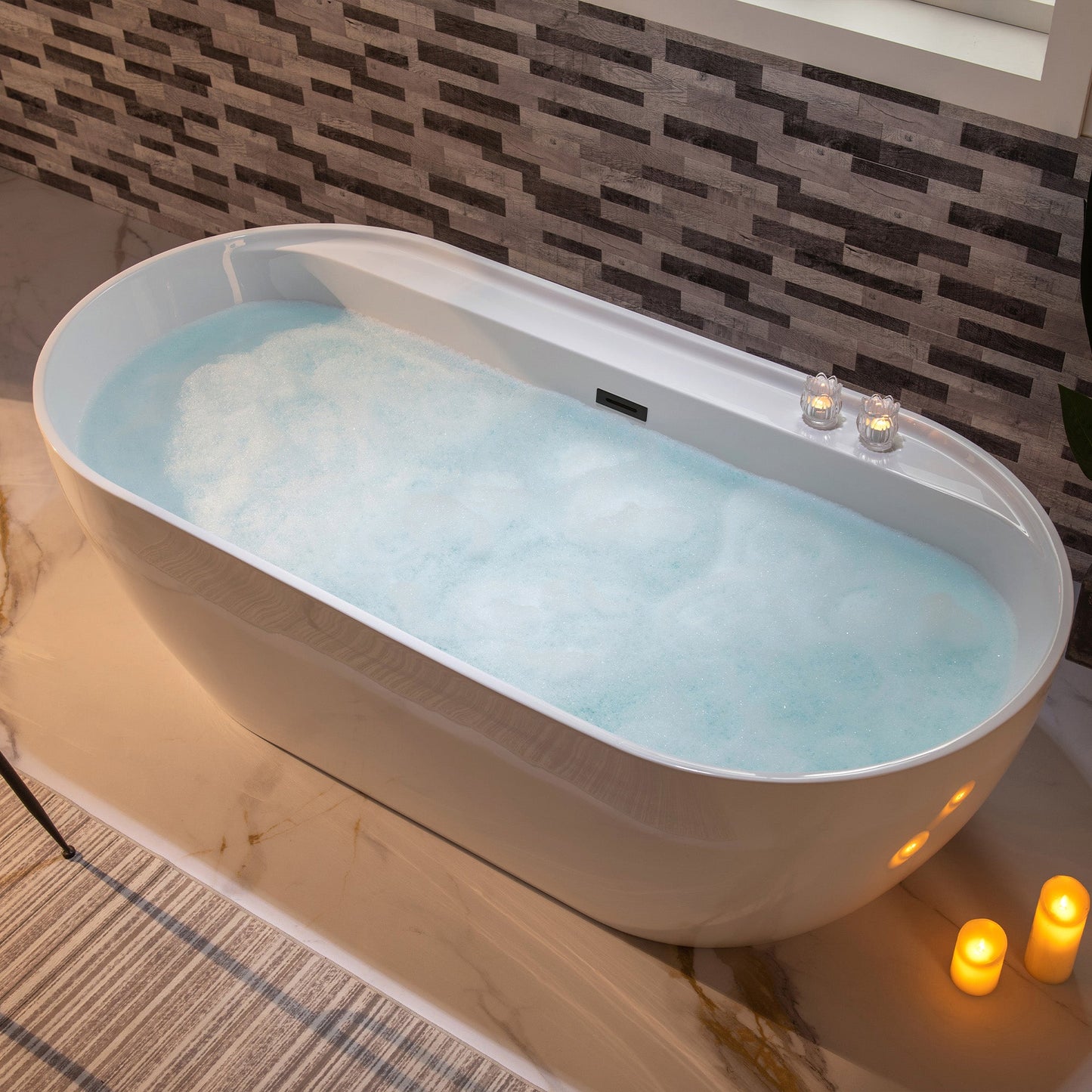 WOODBRIDGE 72" Acrylic Freestanding Bathtub Contemporary Soaking White Tub