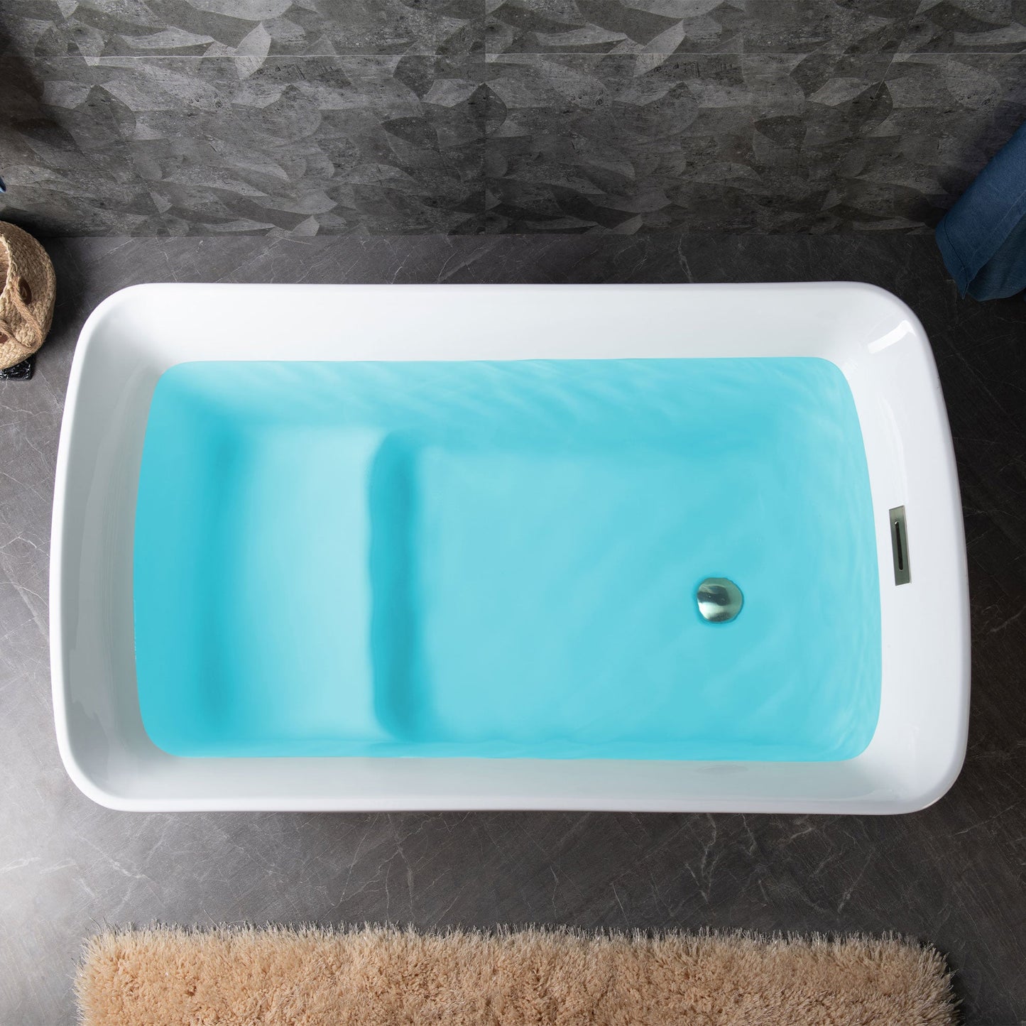 WOODBRIDGE 48" Acrylic Freestanding Square Contemporary Soaking Tub with Pre-molded Seat