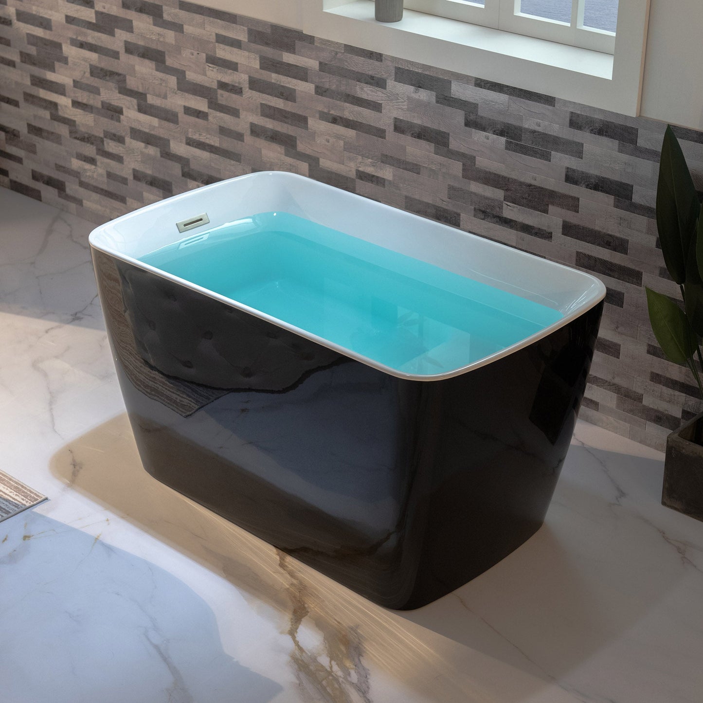 WOODBRIDGE 48" Acrylic Freestanding Square Contemporary Soaking Tub with Pre-molded Seat