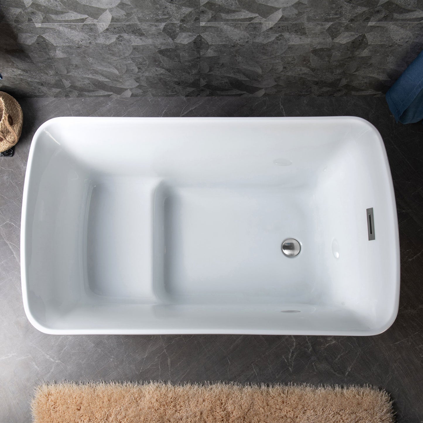 WOODBRIDGE 48" Acrylic Freestanding Square Contemporary Soaking Tub with Pre-molded Seat