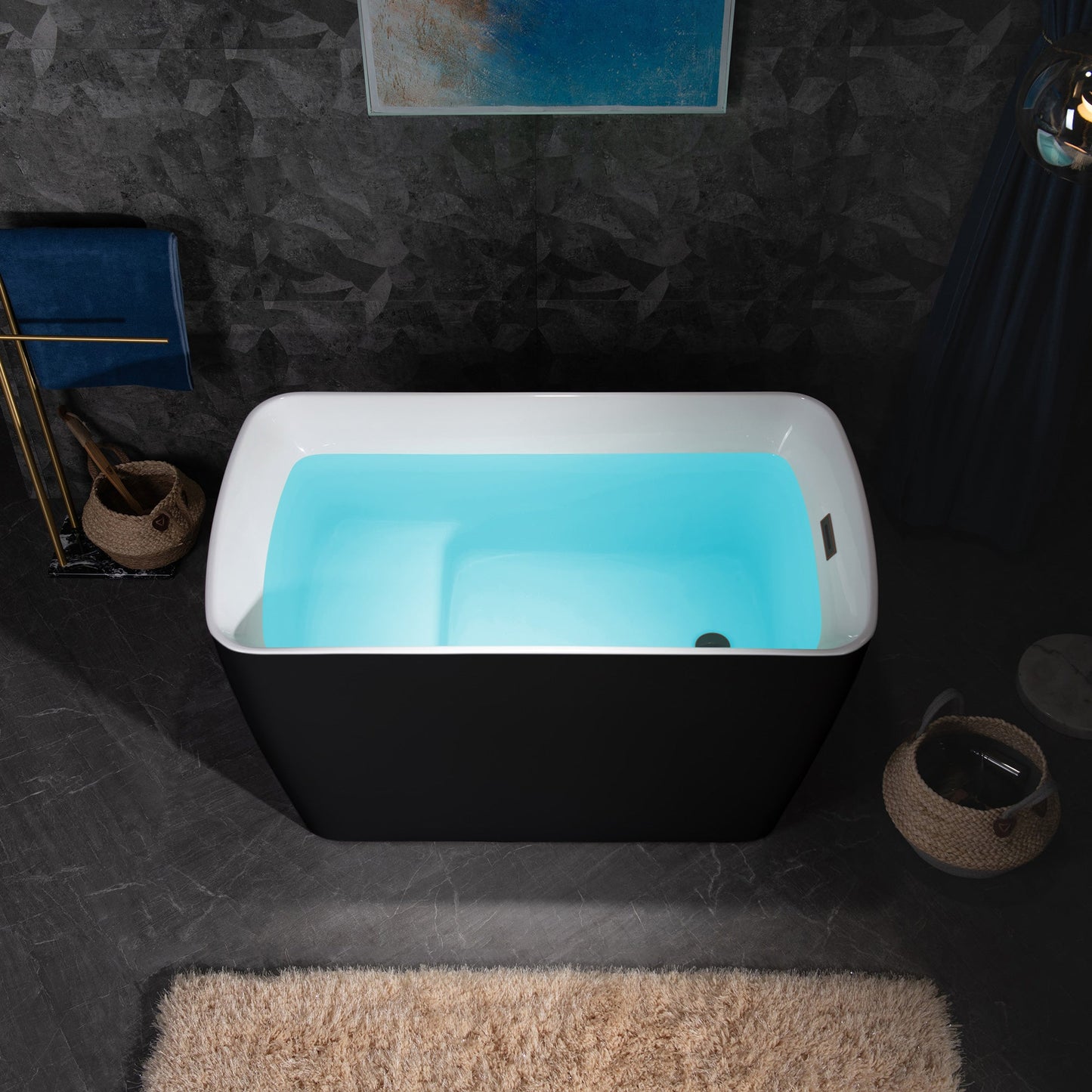 WOODBRIDGE 48" Acrylic Freestanding Square Contemporary Soaking Tub with Pre-molded Seat
