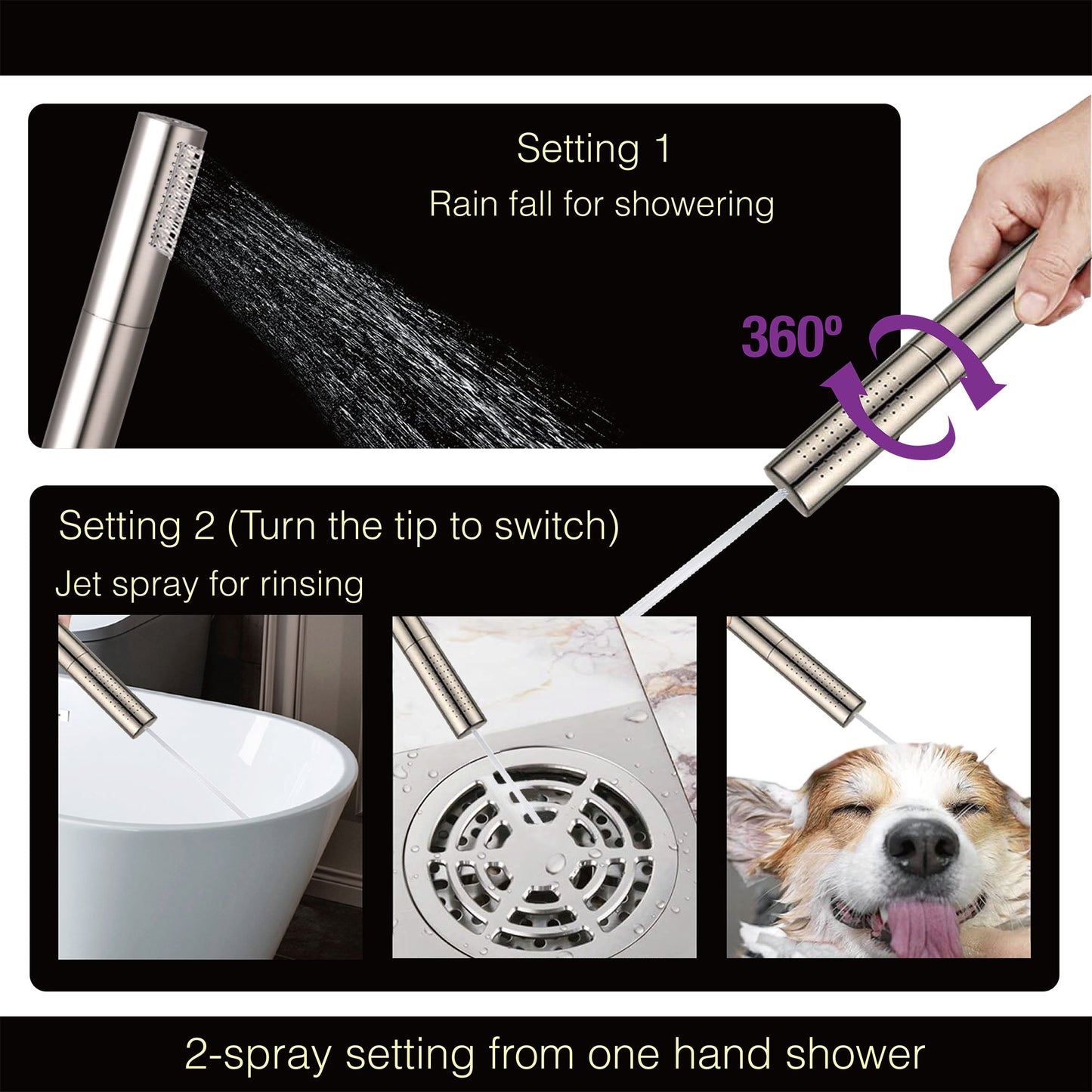 WOODBRIDGE F0001BNDR Contemporary Single Handle Floor Mount Freestanding Tub Filler Faucet with Hand shower