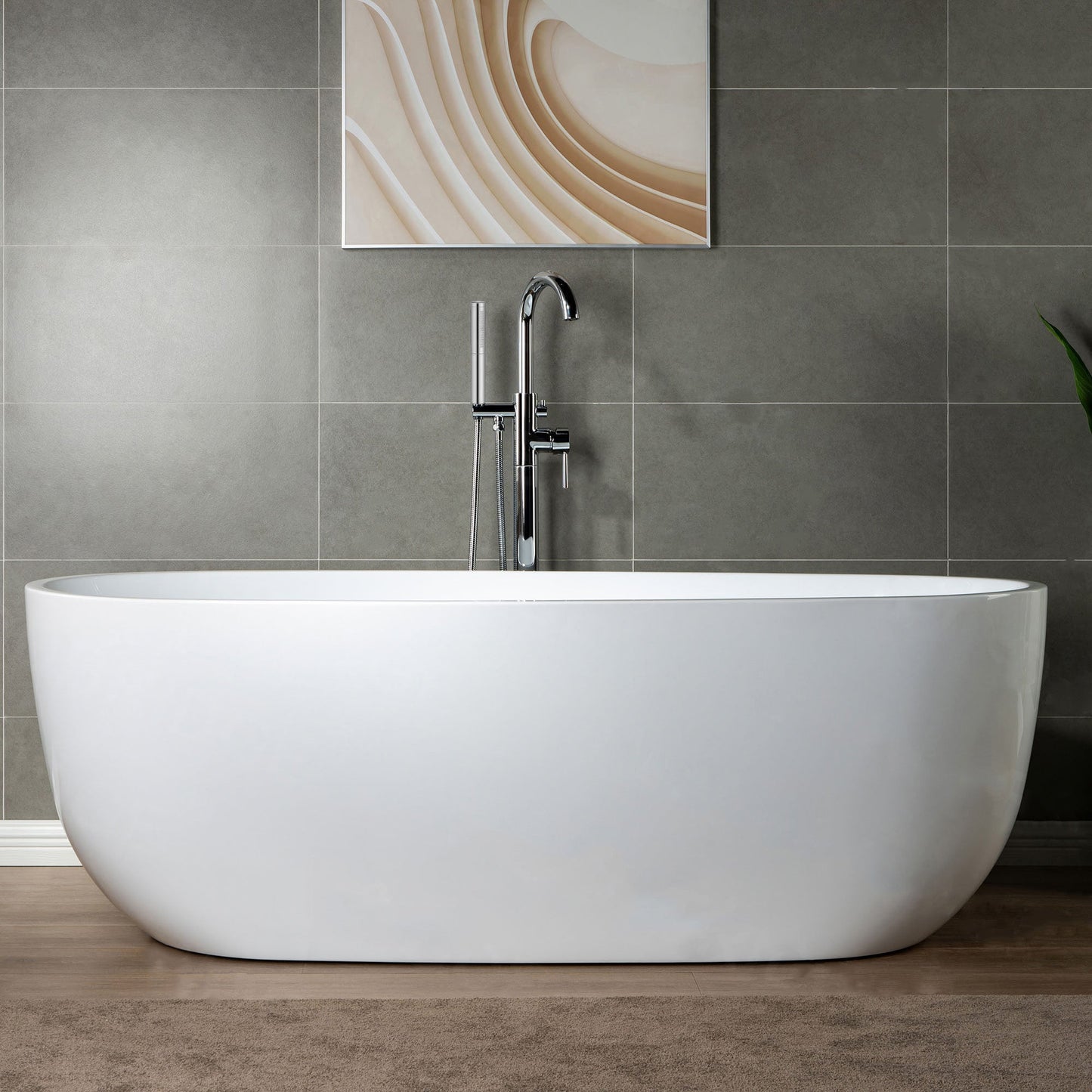 WOODBRIDGE F0001BNDR Contemporary Single Handle Floor Mount Freestanding Tub Filler Faucet with Hand shower