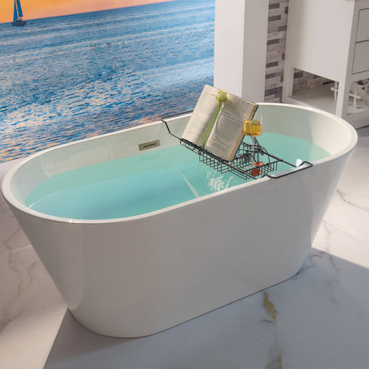 WOODBRIDGE Stainless Steel Extendable Bathtub Caddy Tray in Matte Black Finish with Removable Wine Holder, Book and Phone Rack, Bathcad-MB