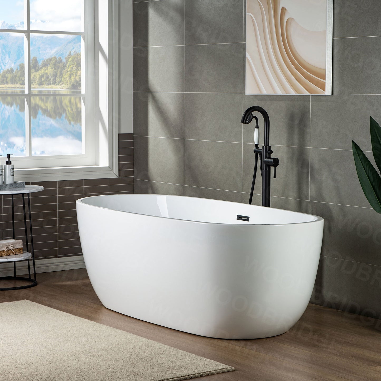 WOODBRIDGE WOODBRIDGEE F0001BNVT Contemporary Single Handle Floor Mount Freestanding Tub Filler Faucet with Hand shower