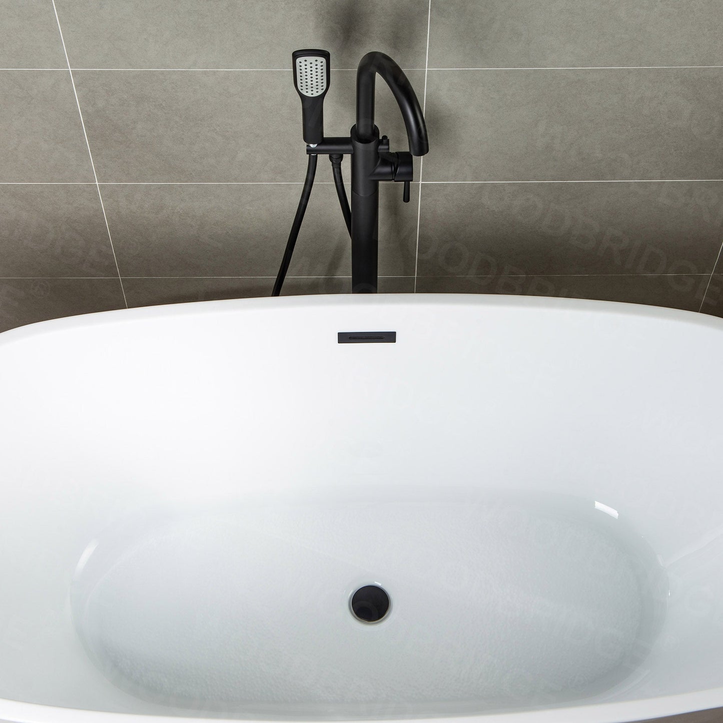WOODBRIDGE WOODBRIDGEE Contemporary Single Handle Floor Mount Freestanding Tub Filler Faucet with Hand Shower