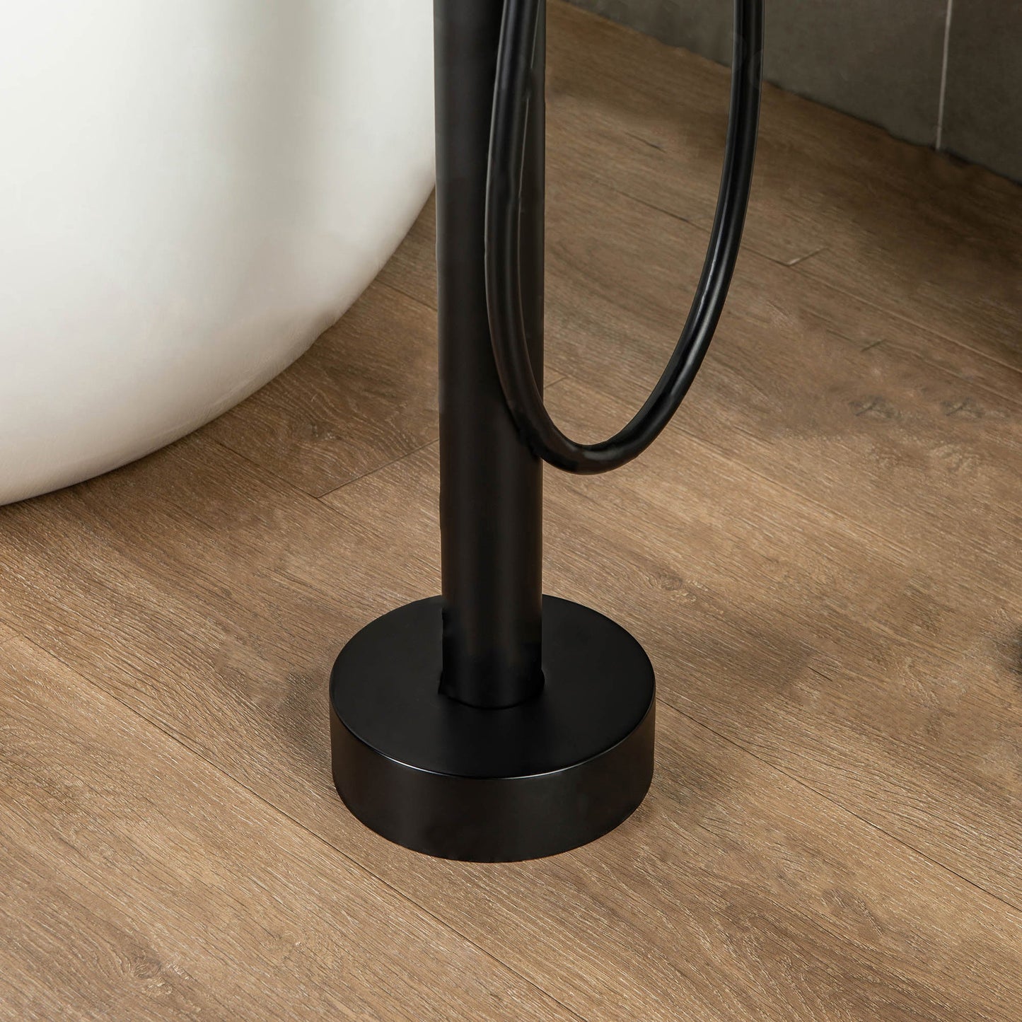 WOODBRIDGE F0001BNDR Contemporary Single Handle Floor Mount Freestanding Tub Filler Faucet with Hand shower