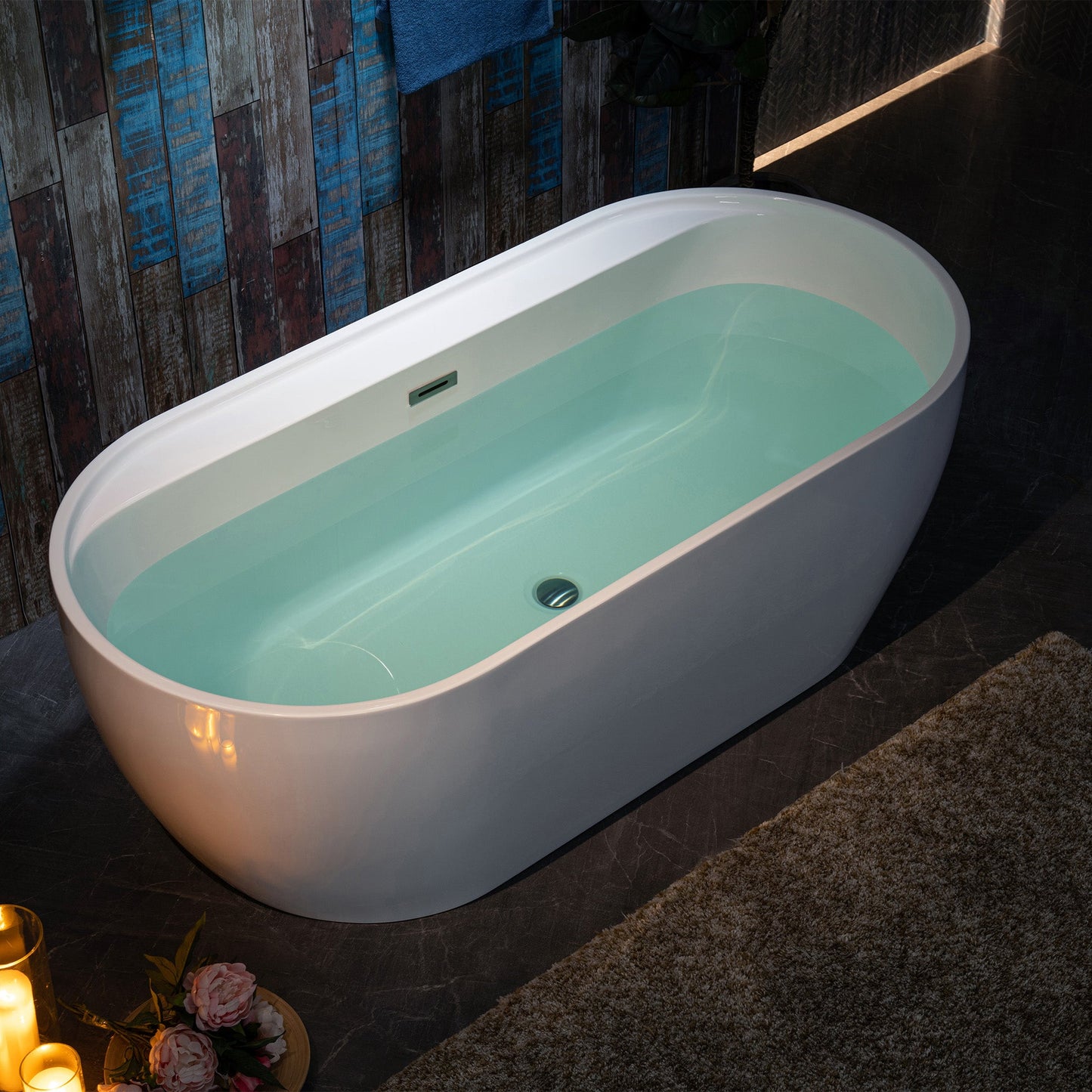 WOODBRIDGE 67" Acrylic Freestanding Bathtub Contemporary Soaking White Tub