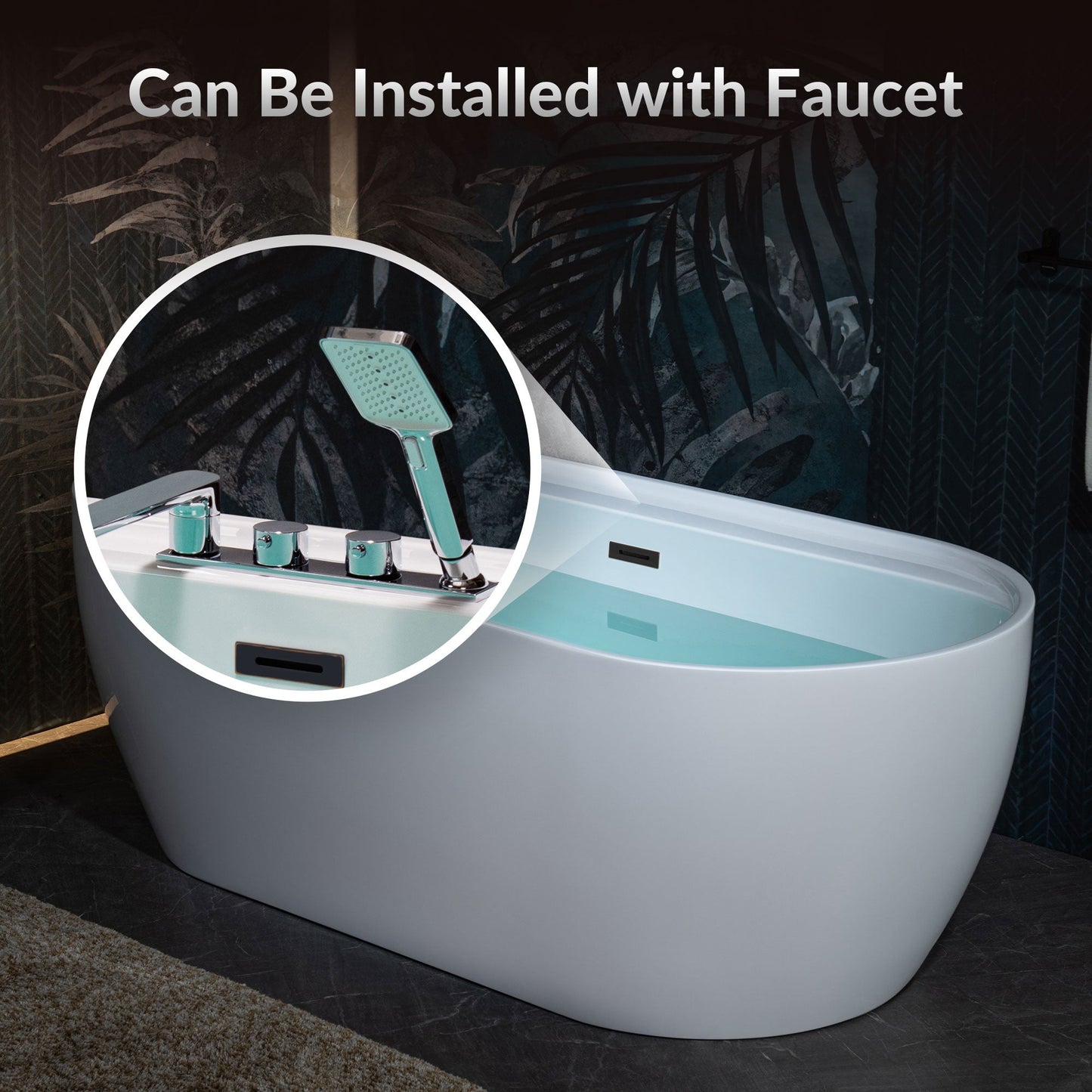WOODBRIDGE 67" Acrylic Freestanding Bathtub Contemporary Soaking White Tub