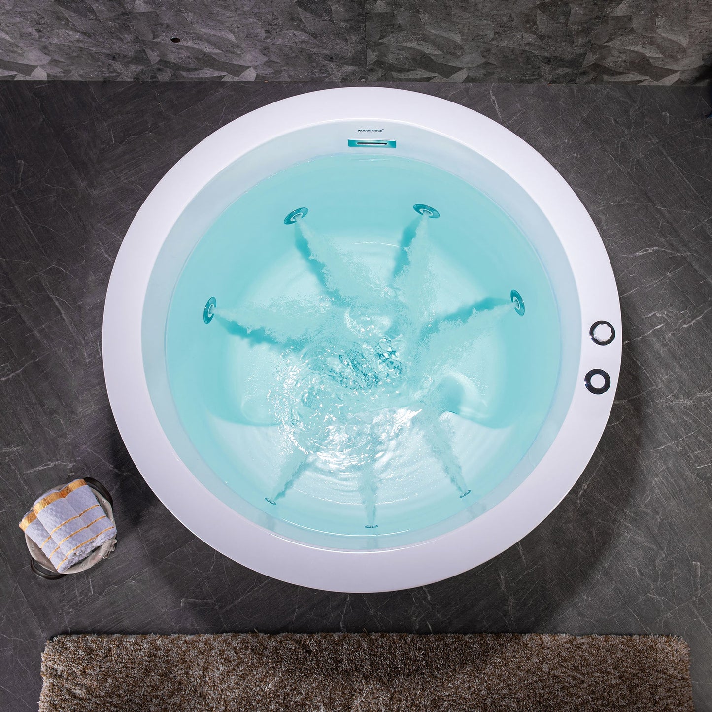 WOODBRIDGE 41" Acrylic Freestanding Round Contemporary Whirlpool Heated Jetted Tub