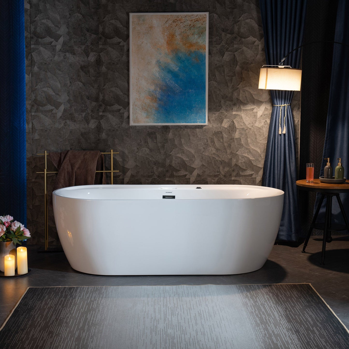 WOODBRIDGE 72" x 35-3/8" Whirlpool and Air Bath Heated Soaking Combination Tub
