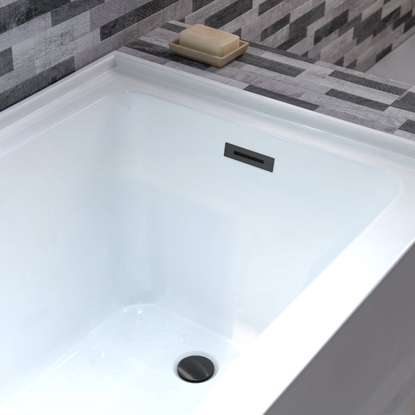 WOODBRIDGE 60" Acrylic Rectangular Alcove Soaking Bathtub in White with Right Drain