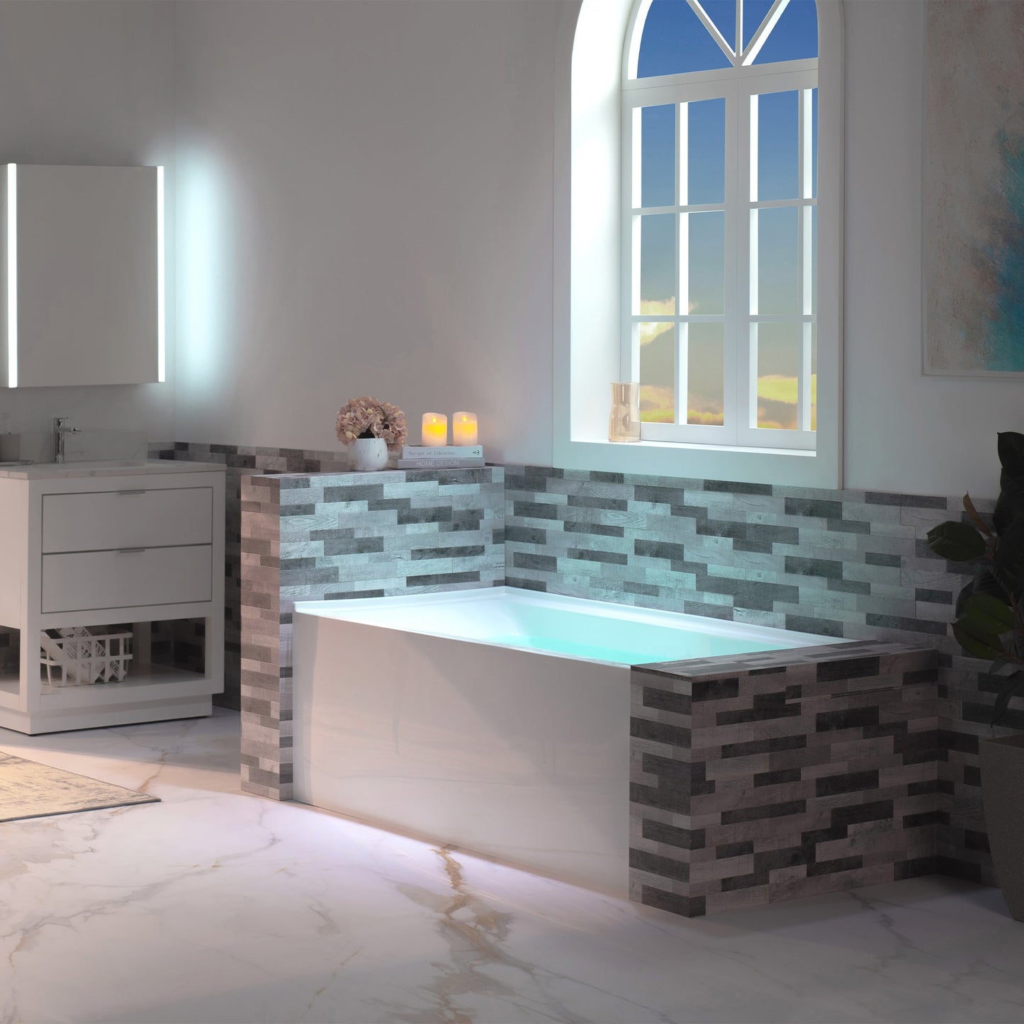 WOODBRIDGE 60" Acrylic Rectangular Alcove Soaking Bathtub in White with Right Drain