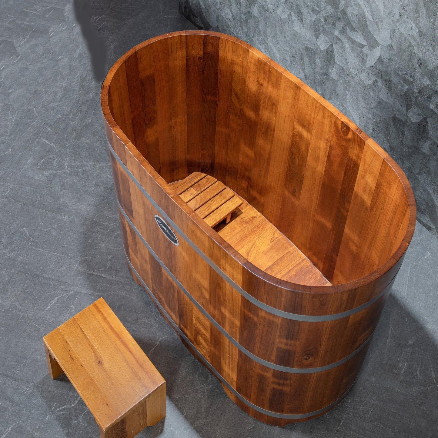 WOODBRIDGE 43" Freestanding Handcrafted Natural Wood Soaking Bathtub