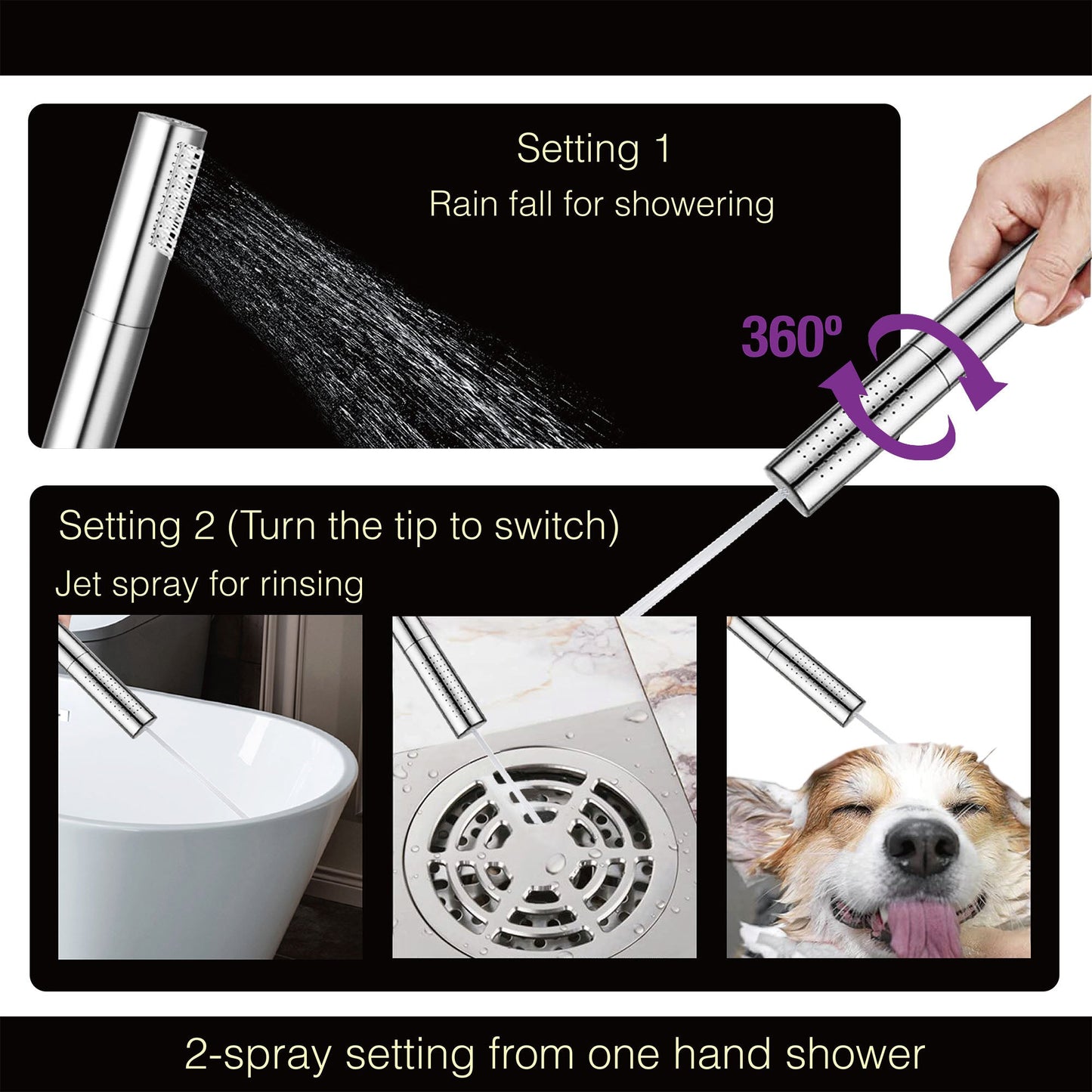 WOODBRIDGE F0023BNDR Contemporary Single Handle Floor Mount Freestanding Tub Filler Faucet with 2 Function Cylinder Style Hand Shower