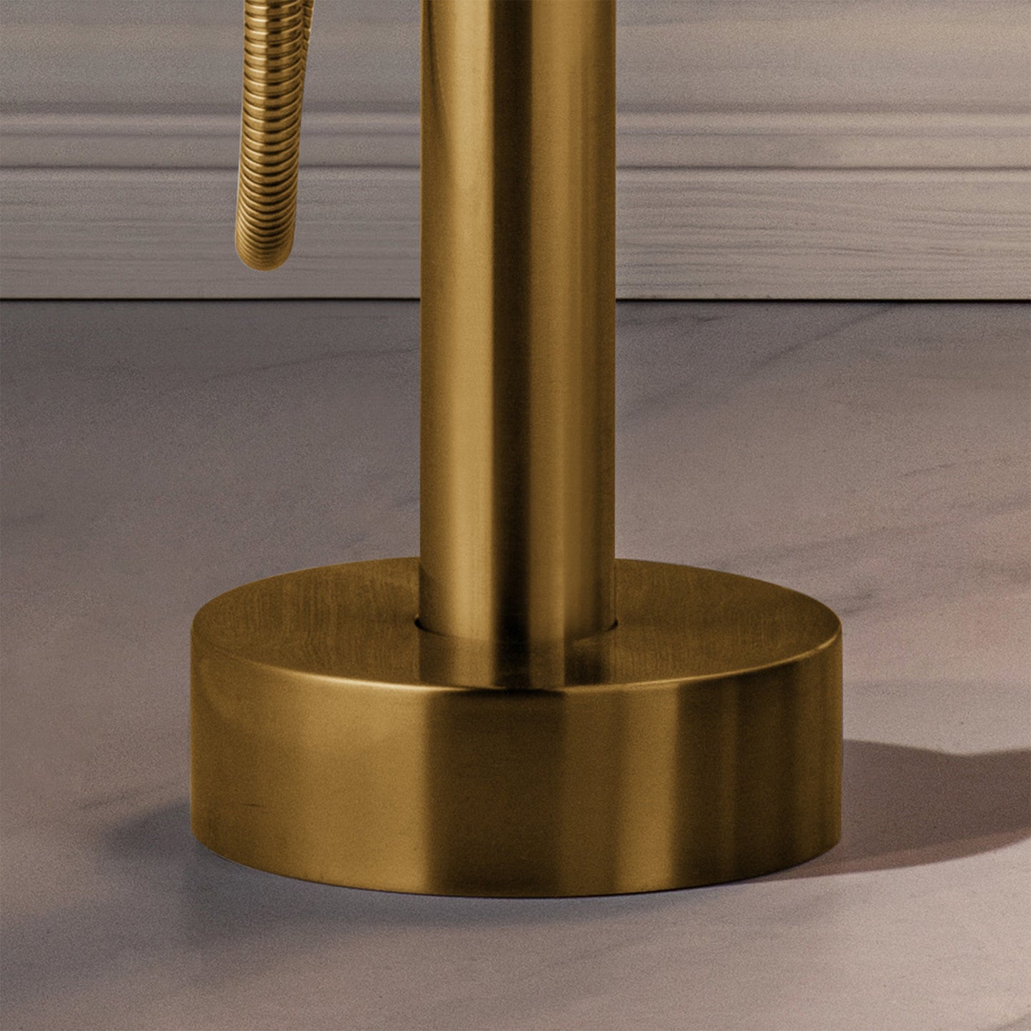 WOODBRIDGE F0023BNDR Contemporary Single Handle Floor Mount Freestanding Tub Filler Faucet with 2 Function Cylinder Style Hand Shower