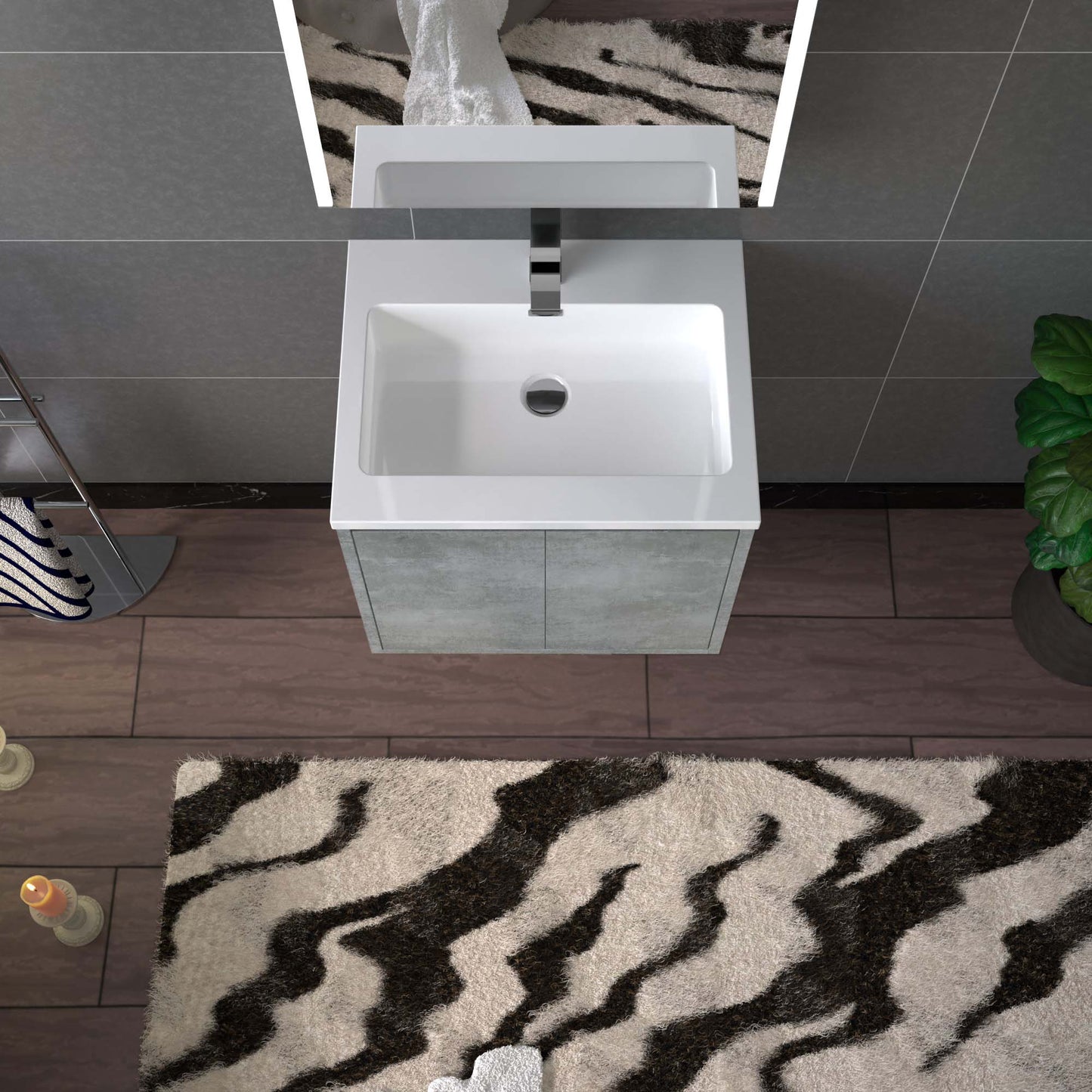 WOODBRIDGE 24 in. W x 19 in. D Bathroom Vanity in Gray with Resin Composite Vanity Top in Glossy White, with Stainless Steel Frame