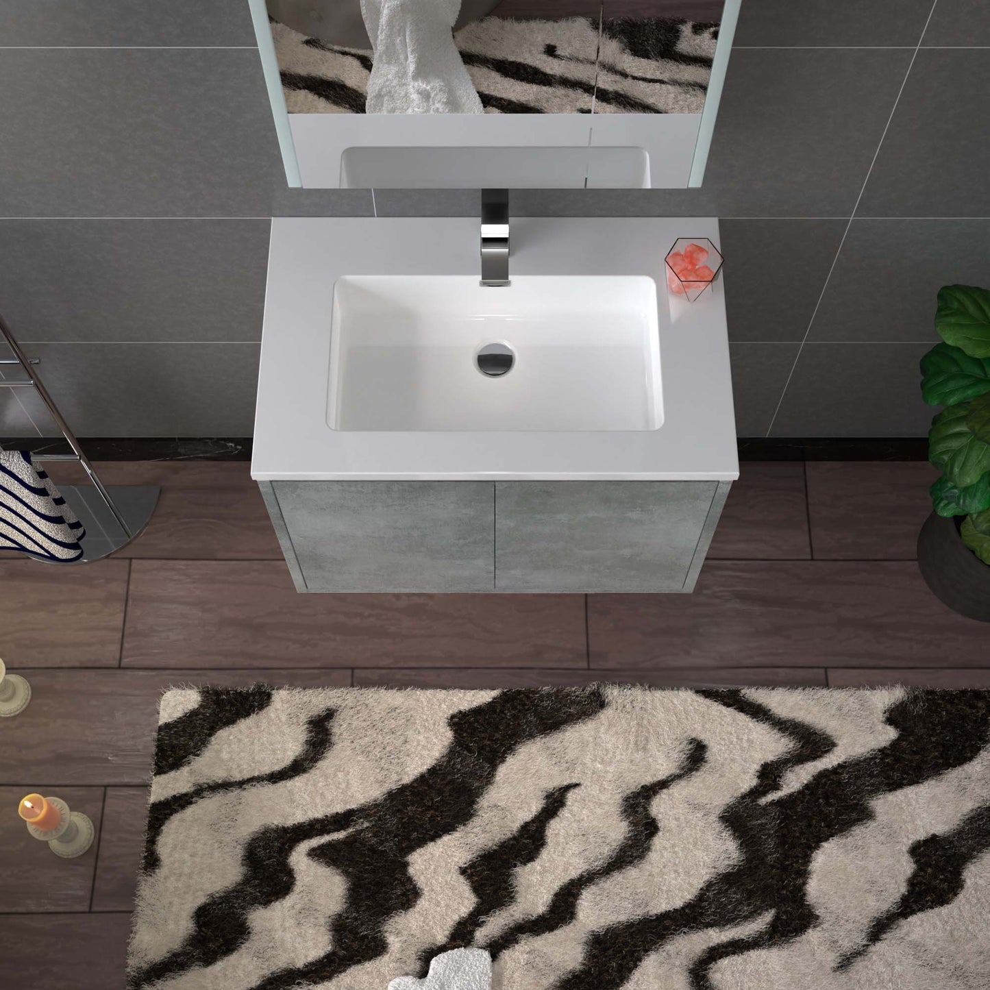 WOODBRIDGE 24 in. W x 19 in. D Bathroom Vanity in Gray with Resin Composite Vanity Top in Glossy White, with Stainless Steel Frame