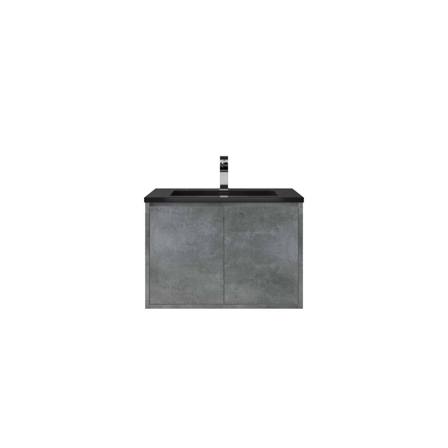 WOODBRIDGE 24 in. W x 19 in. D Bathroom Vanity in Gray with Quartz Sand Composite Vanity Top in Matte Black, with Stainless Steel Frame