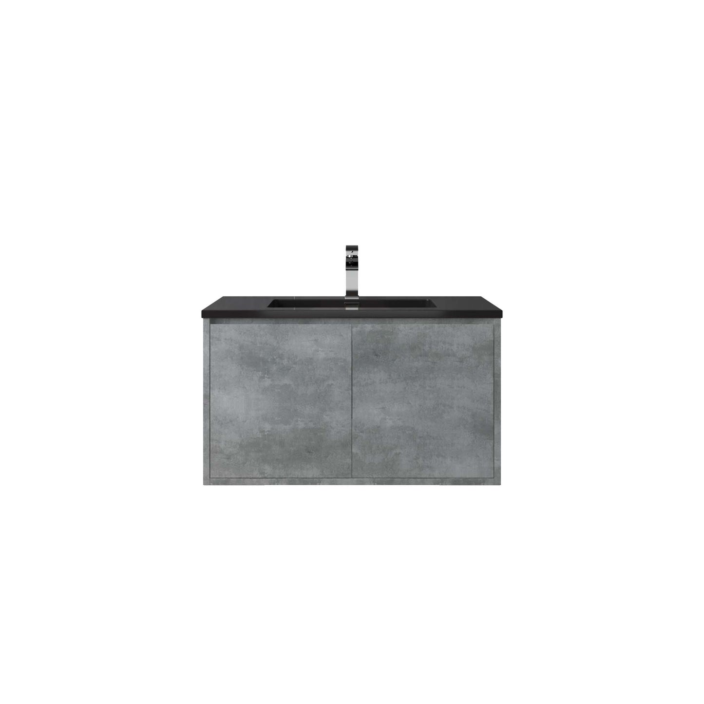 WOODBRIDGE 24 in. W x 19 in. D Bathroom Vanity in Gray with Quartz Sand Composite Vanity Top in Matte Black, with Stainless Steel Frame